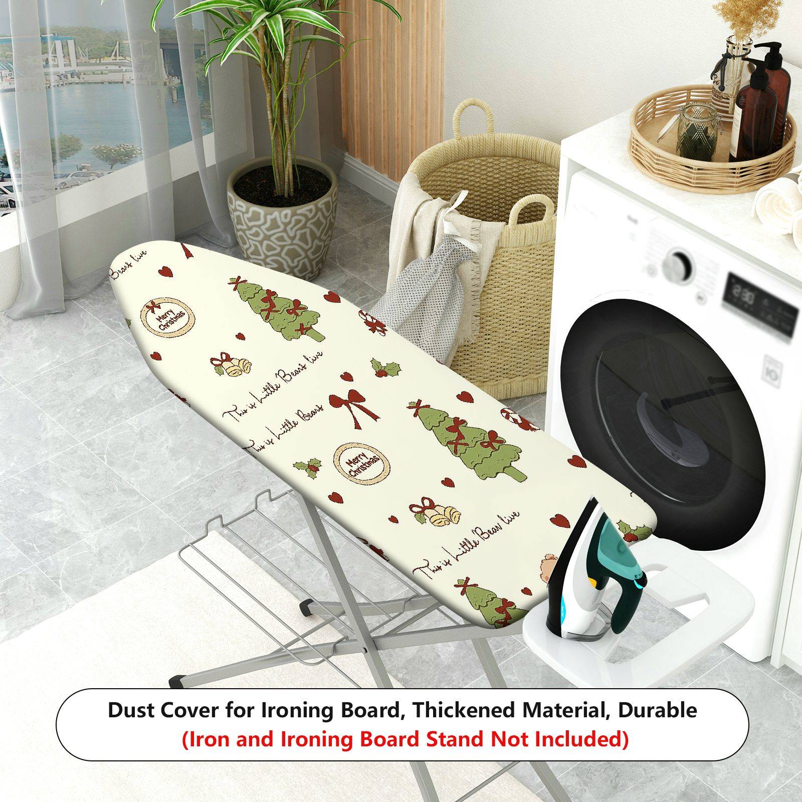 1-Piece Christmas Tree Merry Christmas Bow  Ironing Board Cover, Universal Size, Without Board
