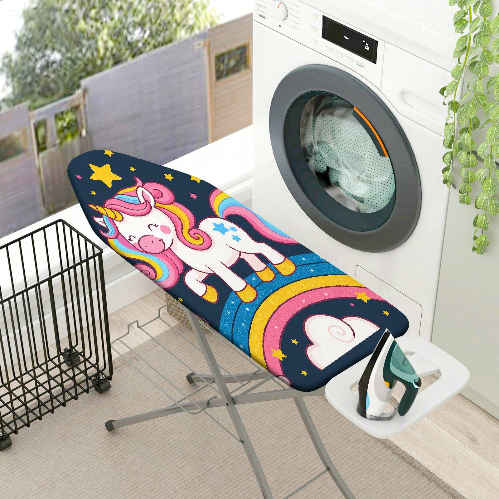 1-Piece Unicorn Rainbow Star  Ironing Board Cover, Universal Size, Without Board
