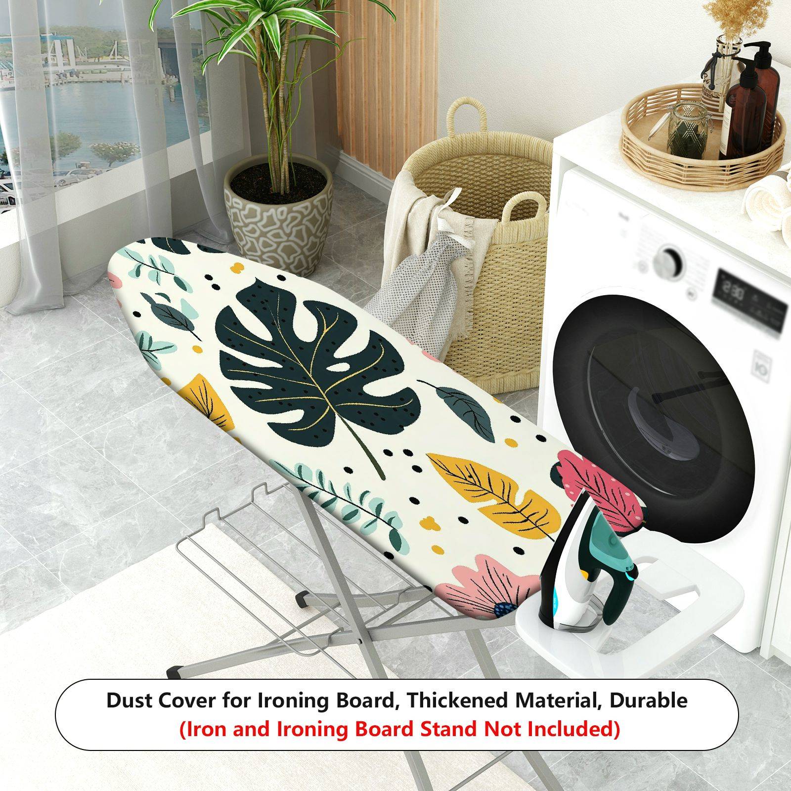 1-Piece Tropical Plant Leaf Pattern Jungle Style  Ironing Board Cover, Universal Size, Without Board