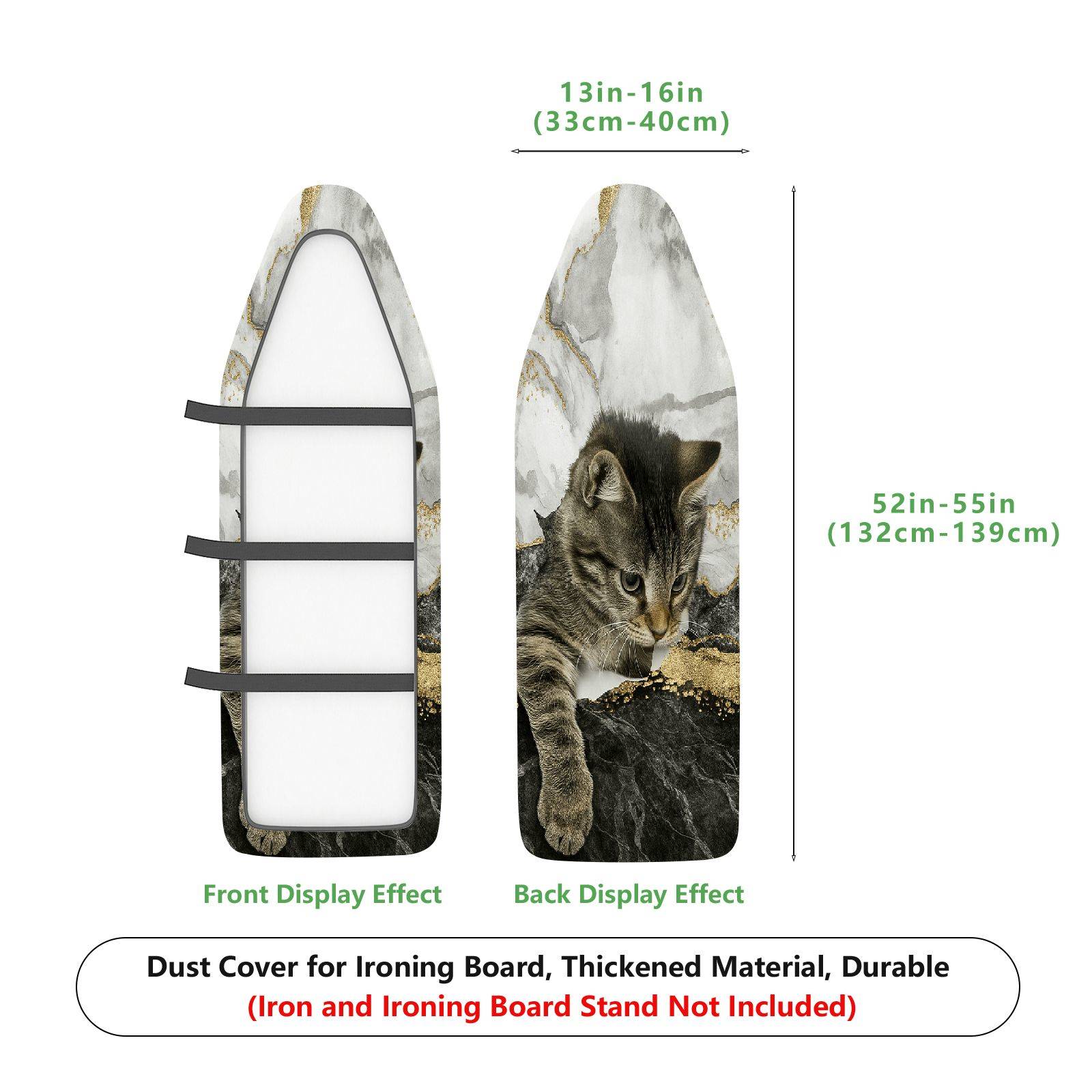 1-Piece Cat Marble Gold  Ironing Board Cover, Universal Size, Without Board
