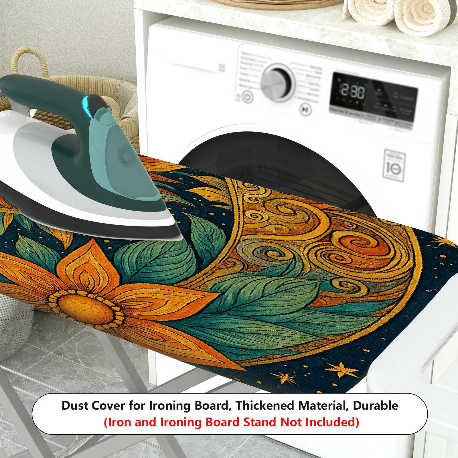 1-Piece Floral Sun Moon Star  Ironing Board Cover, Universal Size, Without Board