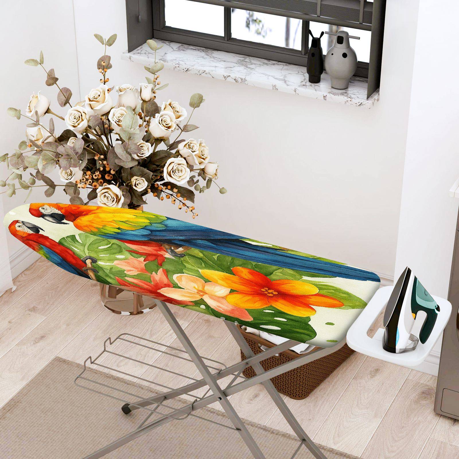 1-Piece Parrot Floral Tropical  Ironing Board Cover, Universal Size, Without Board