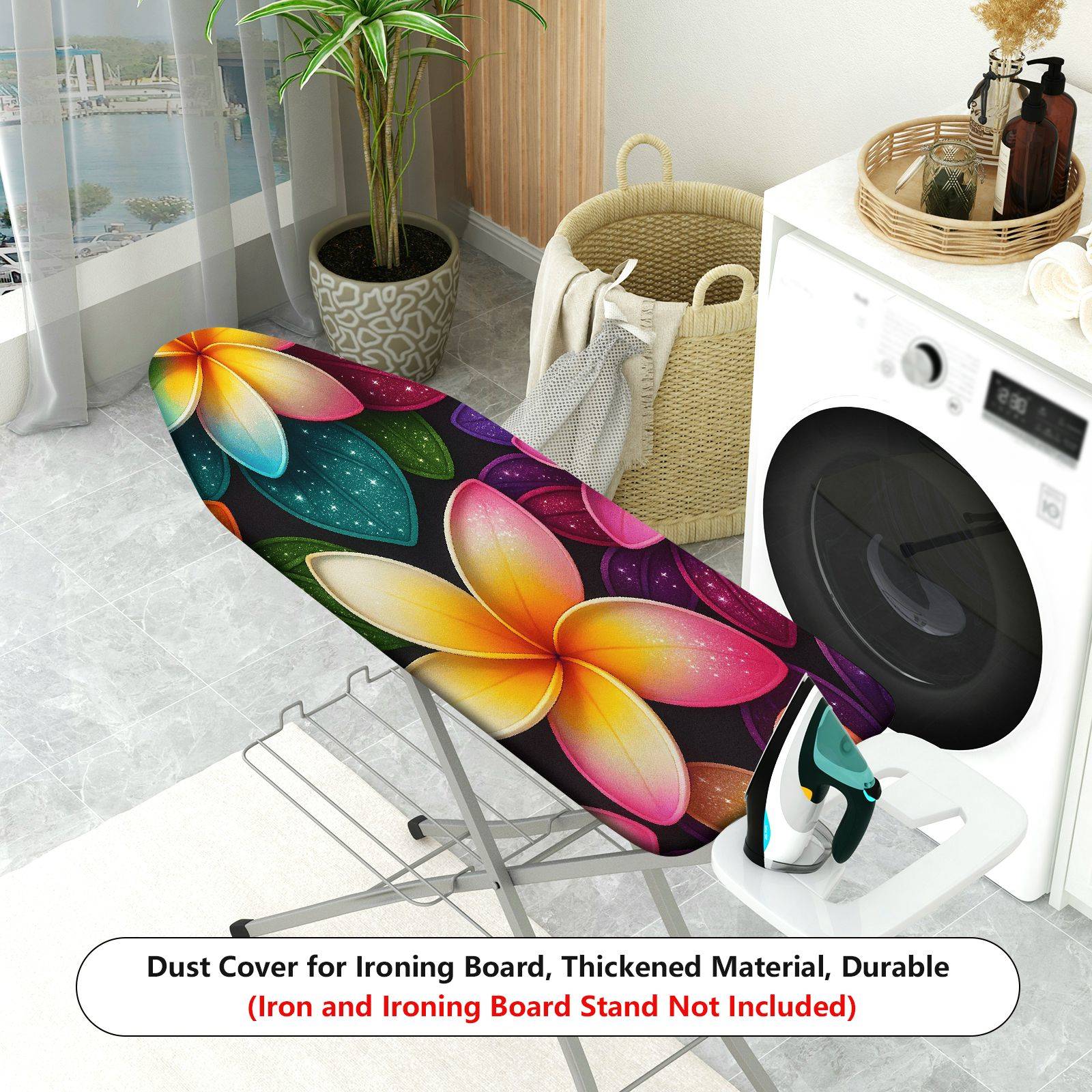 1-Piece Vibrant Floral Colorful Tropical  Ironing Board Cover, Universal Size, Without Board