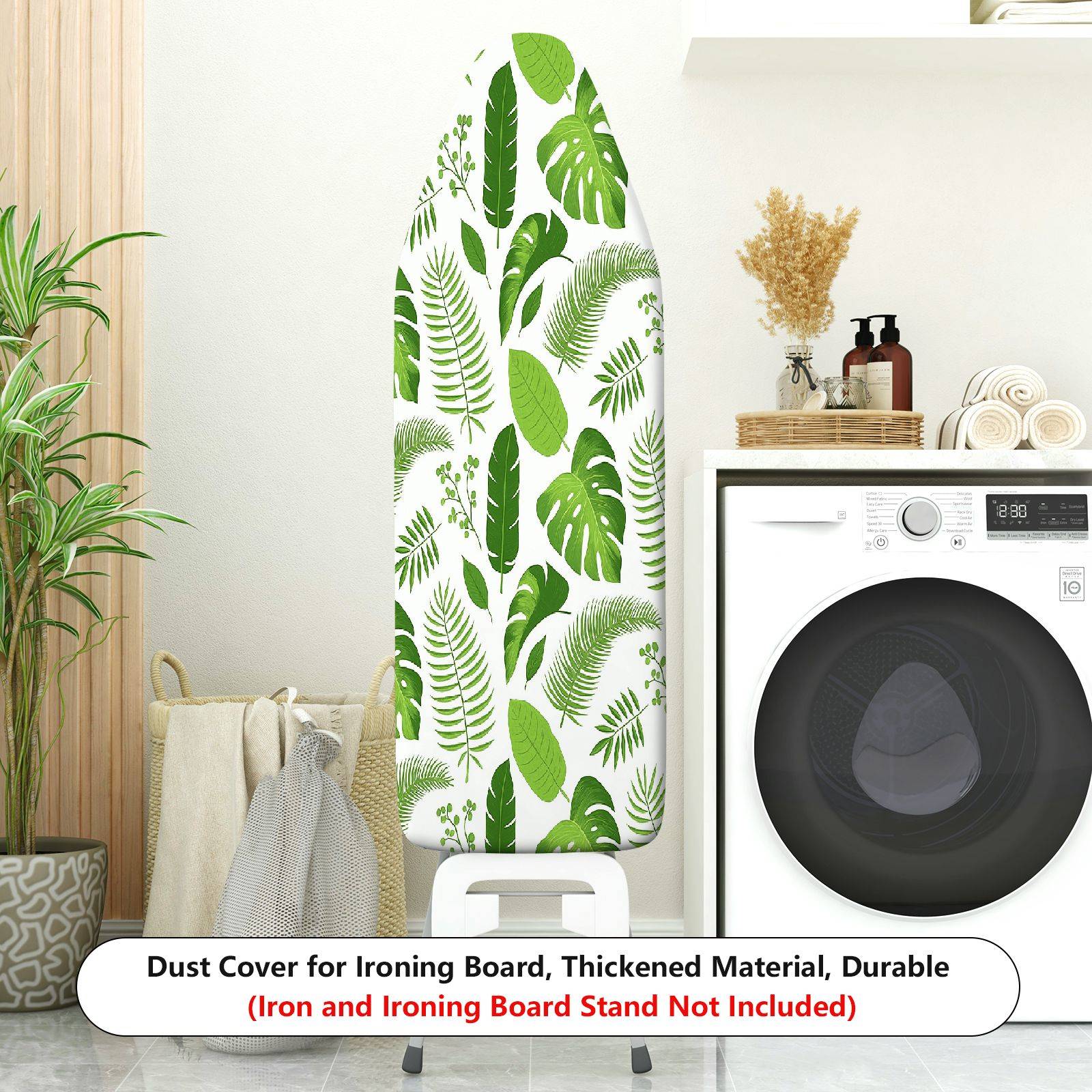 1-Piece Green Tropical Leaves Nature  Ironing Board Cover, Universal Size, Without Board