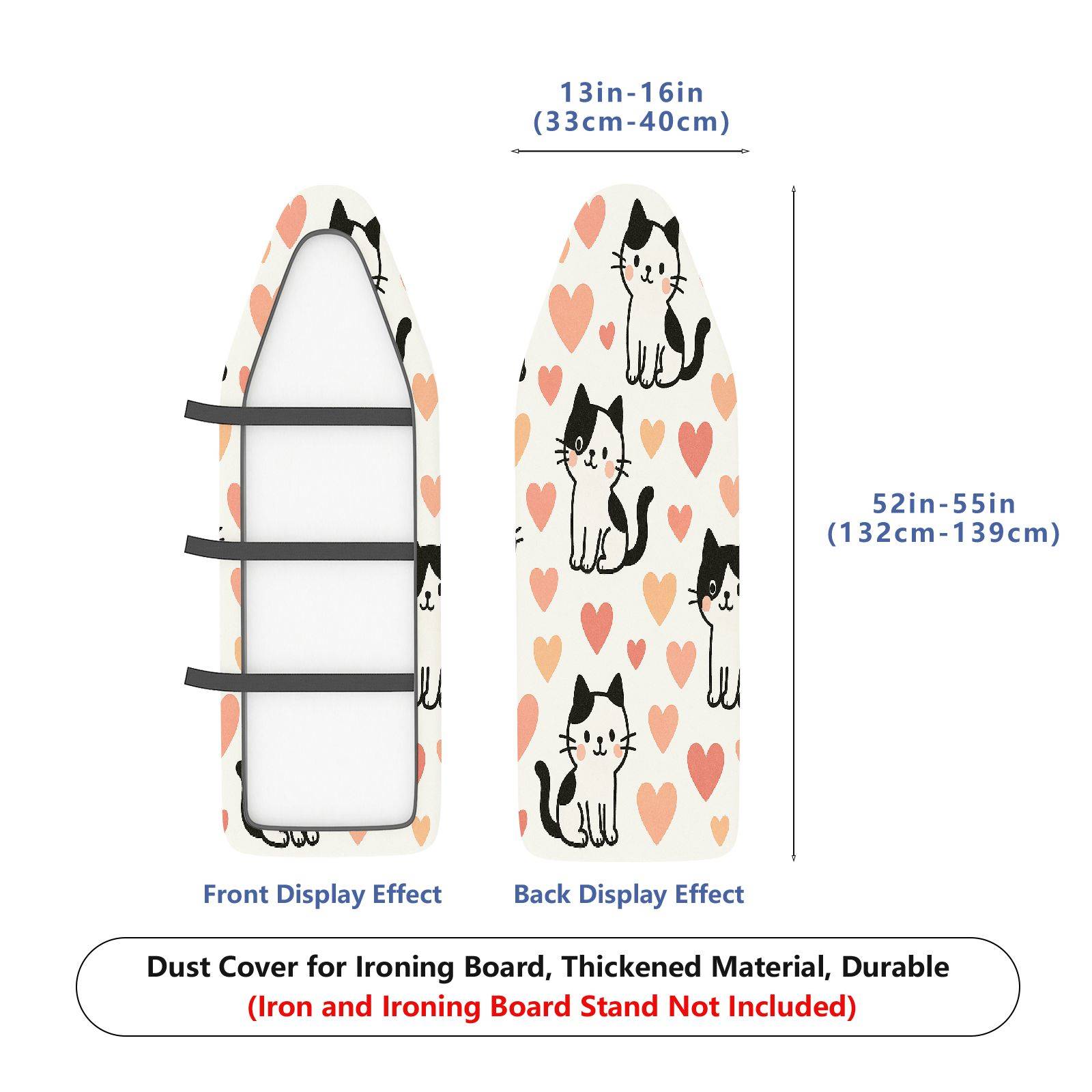 1-Piece Heart Cat Lovely  Ironing Board Cover, Universal Size, Without Board