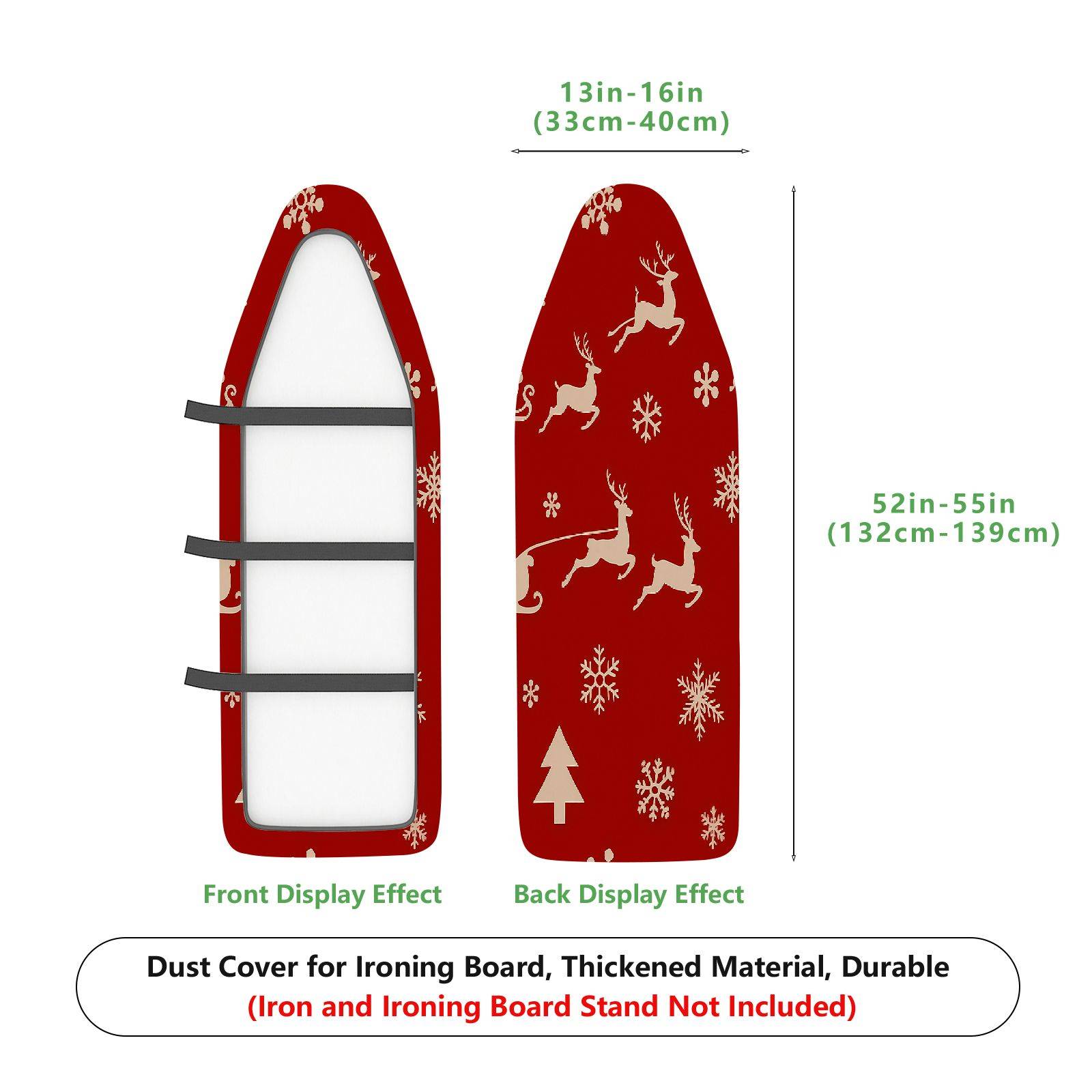 1-Piece Reindeer Snowflake Christmas  Ironing Board Cover, Universal Size, Without Board