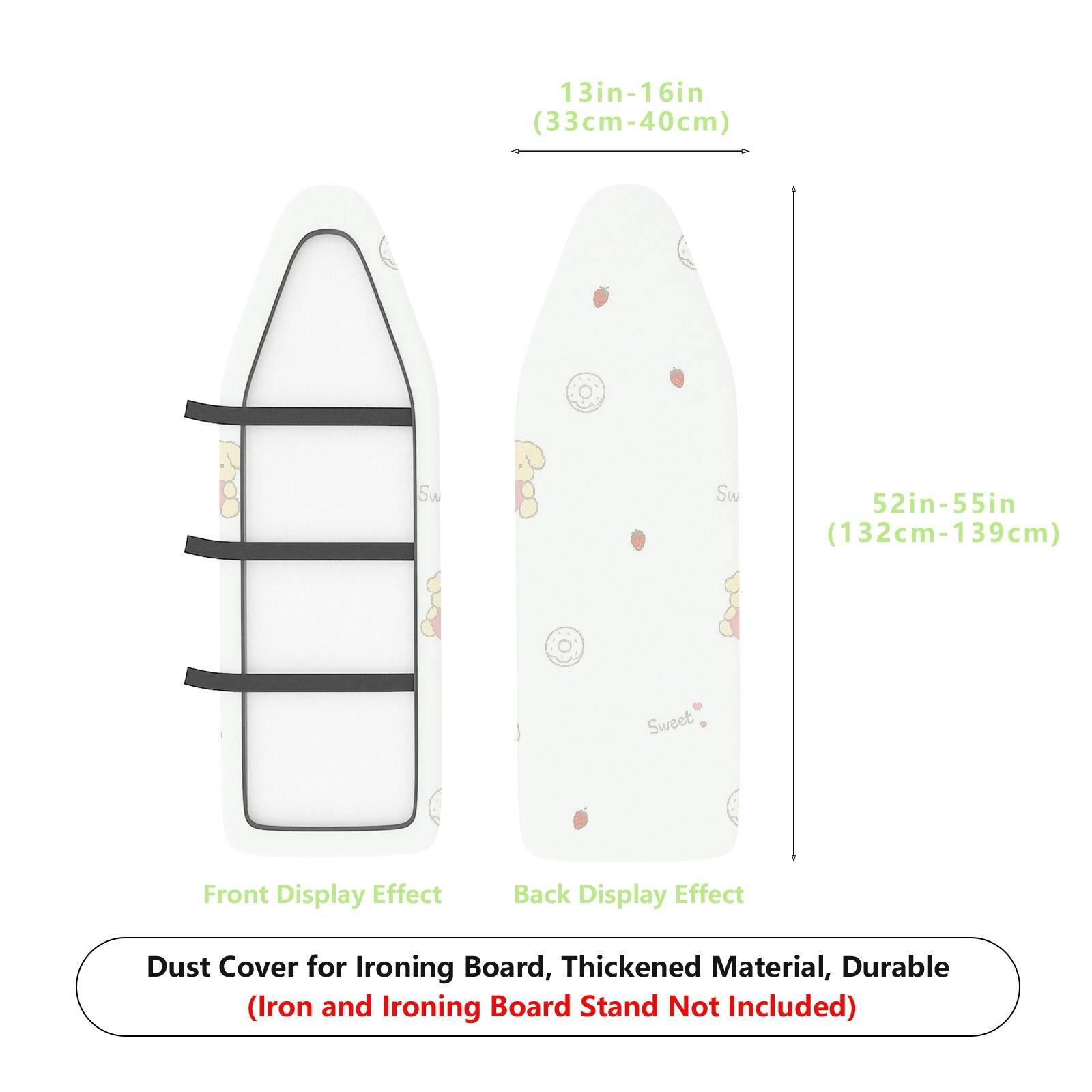 1-Piece Cute  Strawberry Bear Sweet  Ironing Board Cover, Universal Size, Without Board