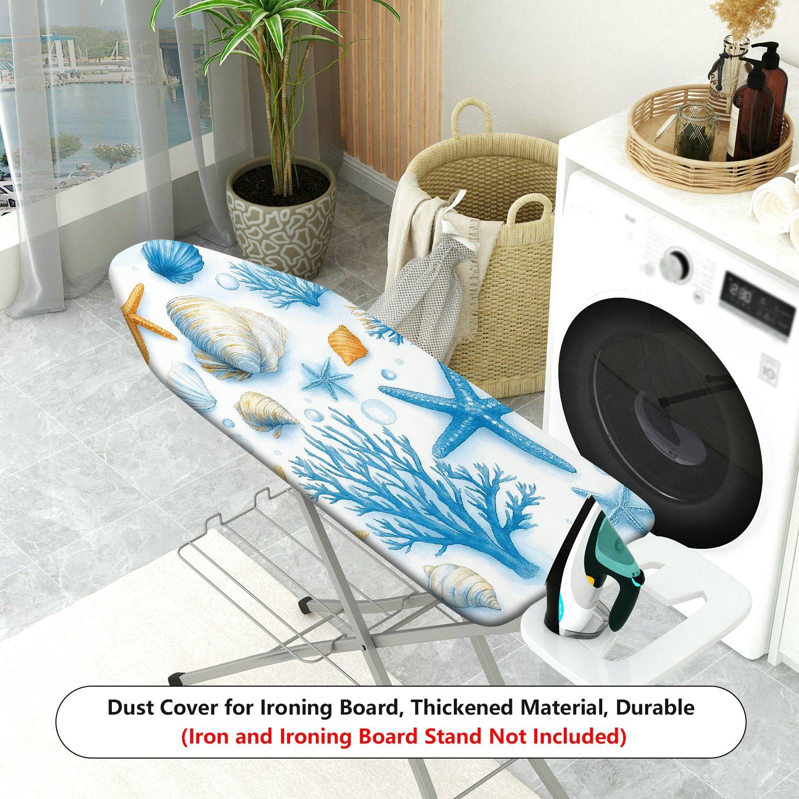 1-Piece seashell coral starfish  Ironing Board Cover, Universal Size, Without Board