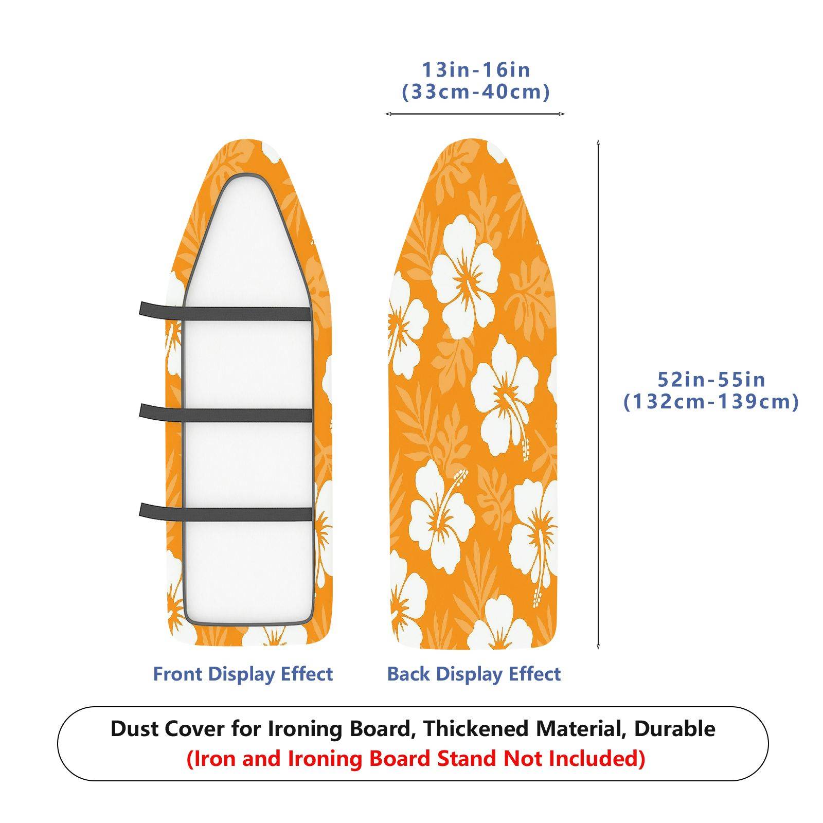 1-Piece Floral Orange Tropical  Ironing Board Cover, Universal Size, Without Board