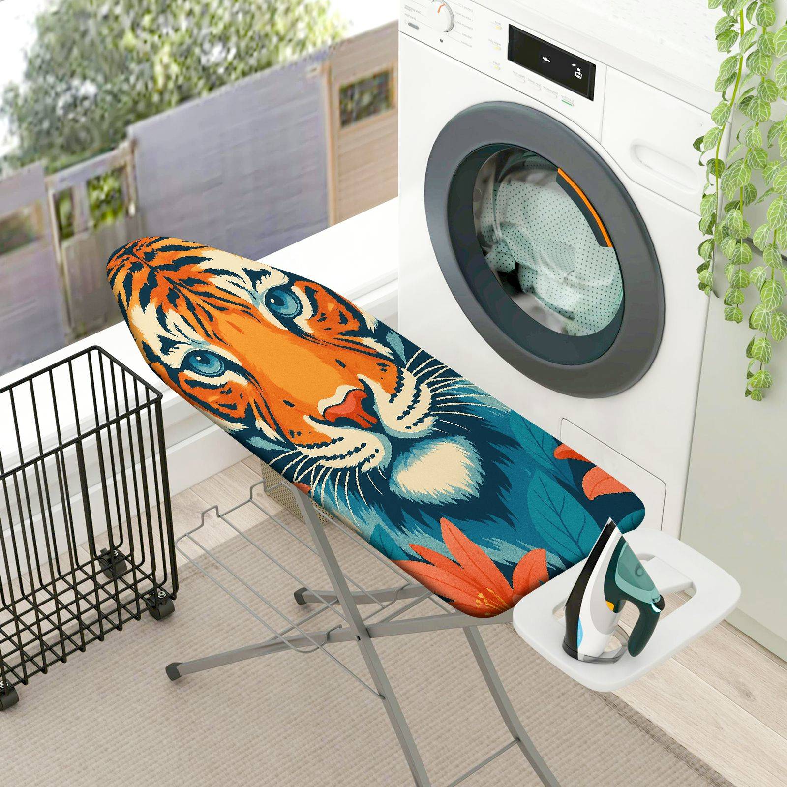 1-Piece Tiger Animal Floral  Ironing Board Cover, Universal Size, Without Board