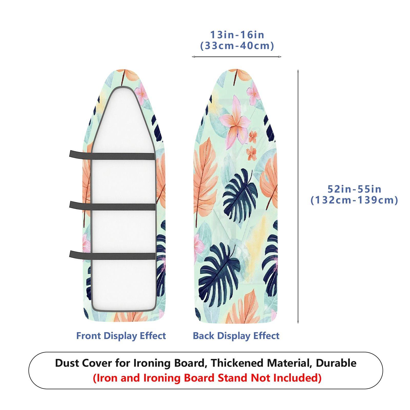 1-Piece Tropical Floral Leaves Pattern Pastel Colors  Ironing Board Cover, Universal Size, Without Board