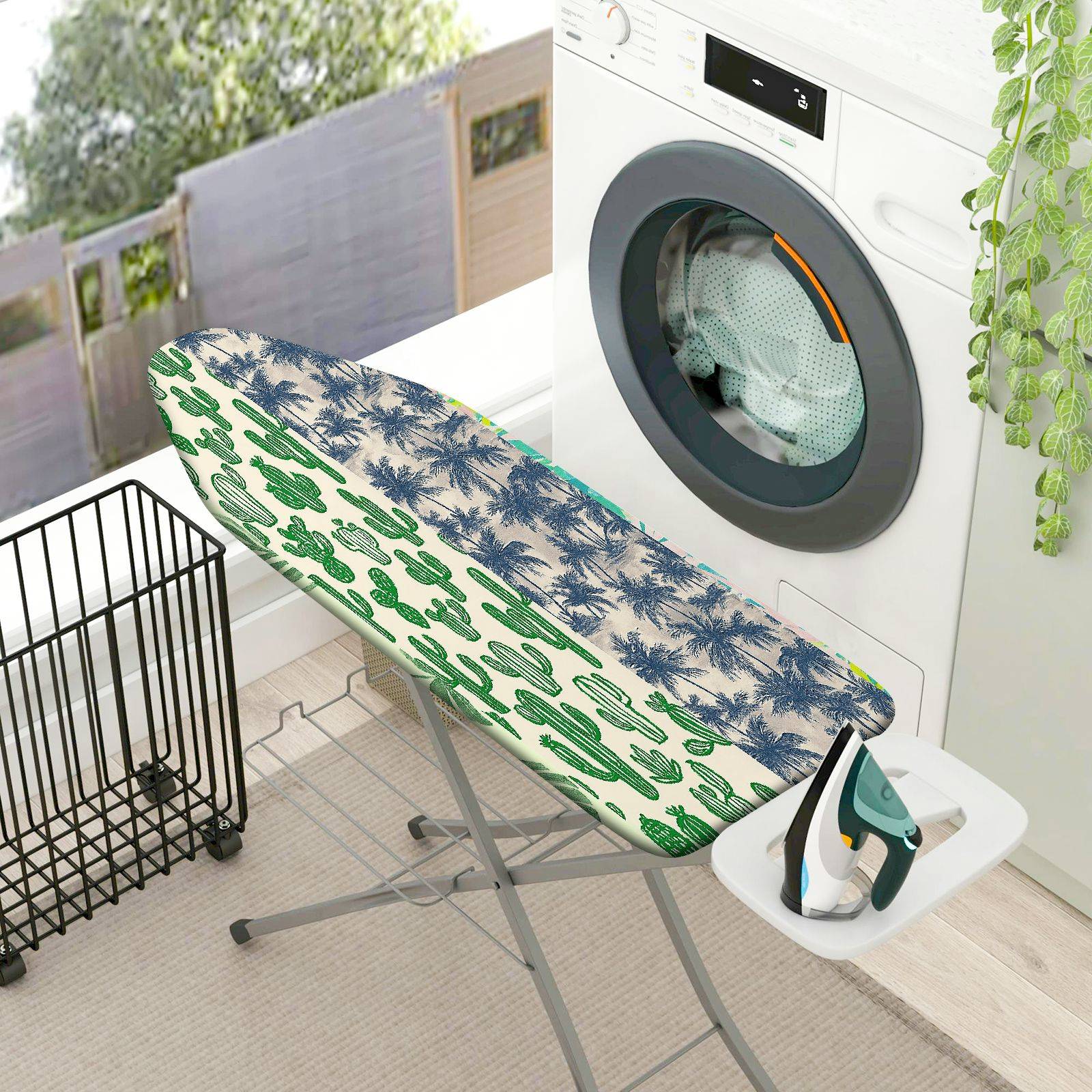 1-Piece Tropical Green Blue Nature  Ironing Board Cover, Universal Size, Without Board