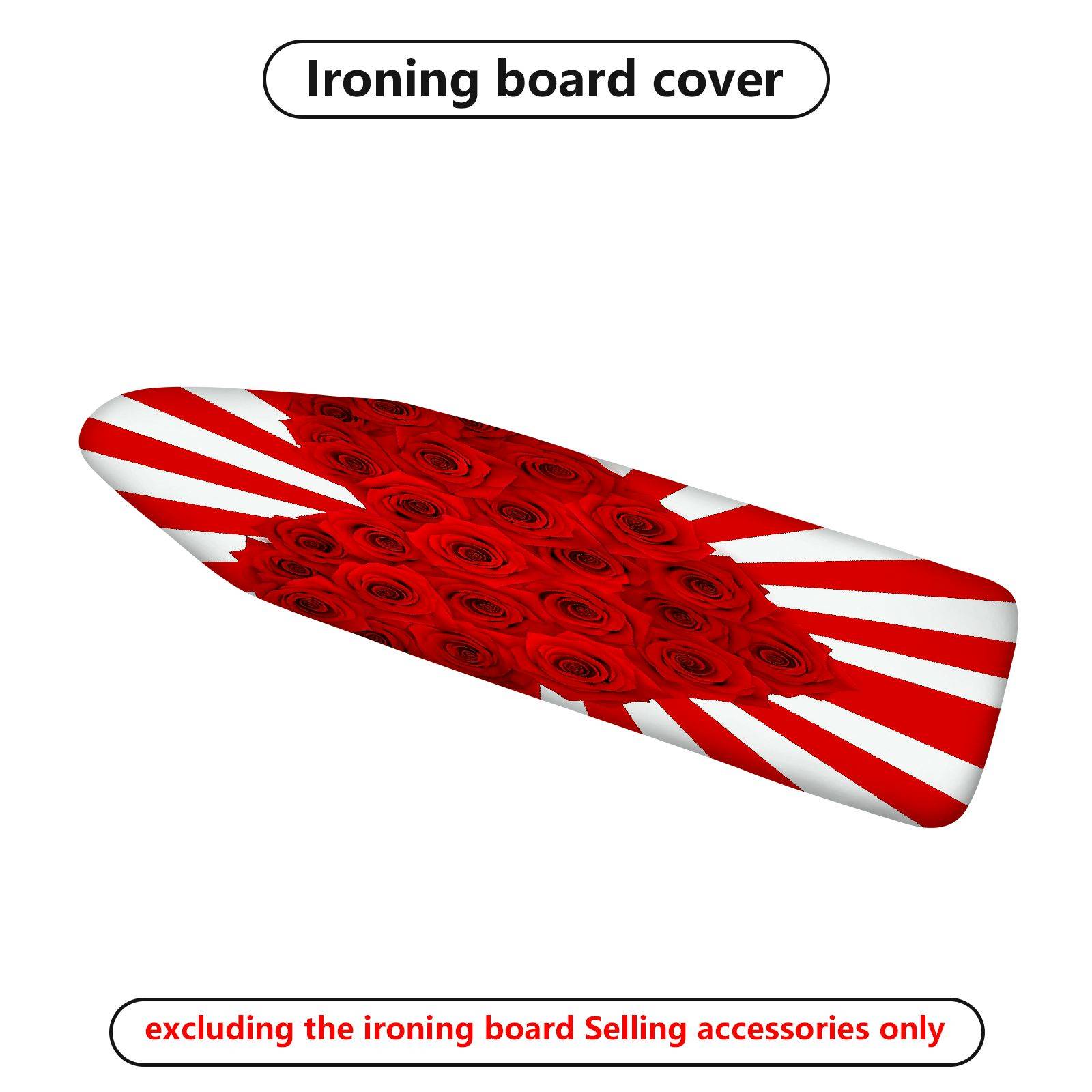 1-Piece Red Rose Striped Floral  Ironing Board Cover, Universal Size, Without Board