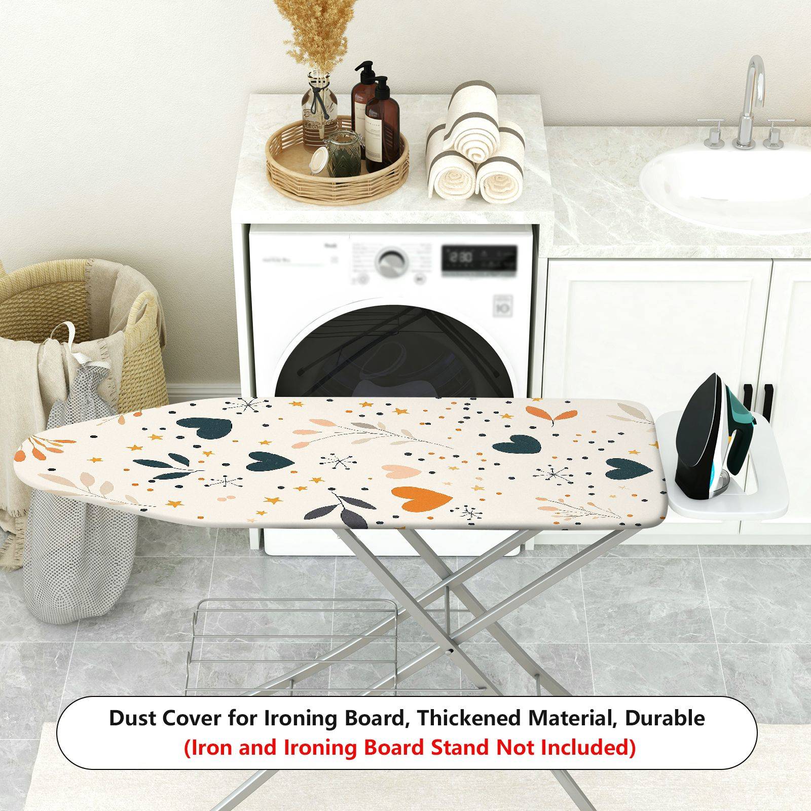 1-Piece Heart Star Floral  Ironing Board Cover, Universal Size, Without Board