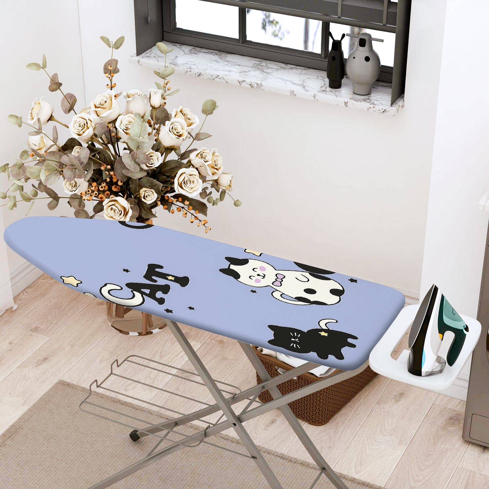 1-Piece Cat Dog Star Moon  Ironing Board Cover, Universal Size, Without Board