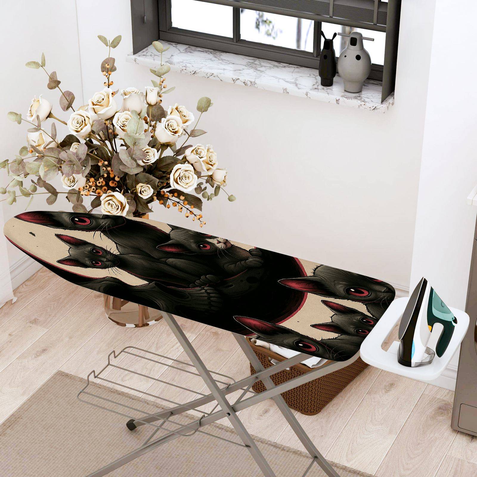 1-Piece Black Cat Pattern Halloween  Ironing Board Cover, Universal Size, Without Board