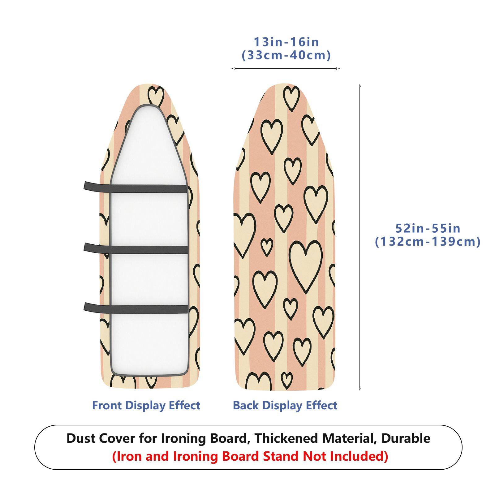 1-Piece Heart Pattern Love Striped  Ironing Board Cover, Universal Size, Without Board