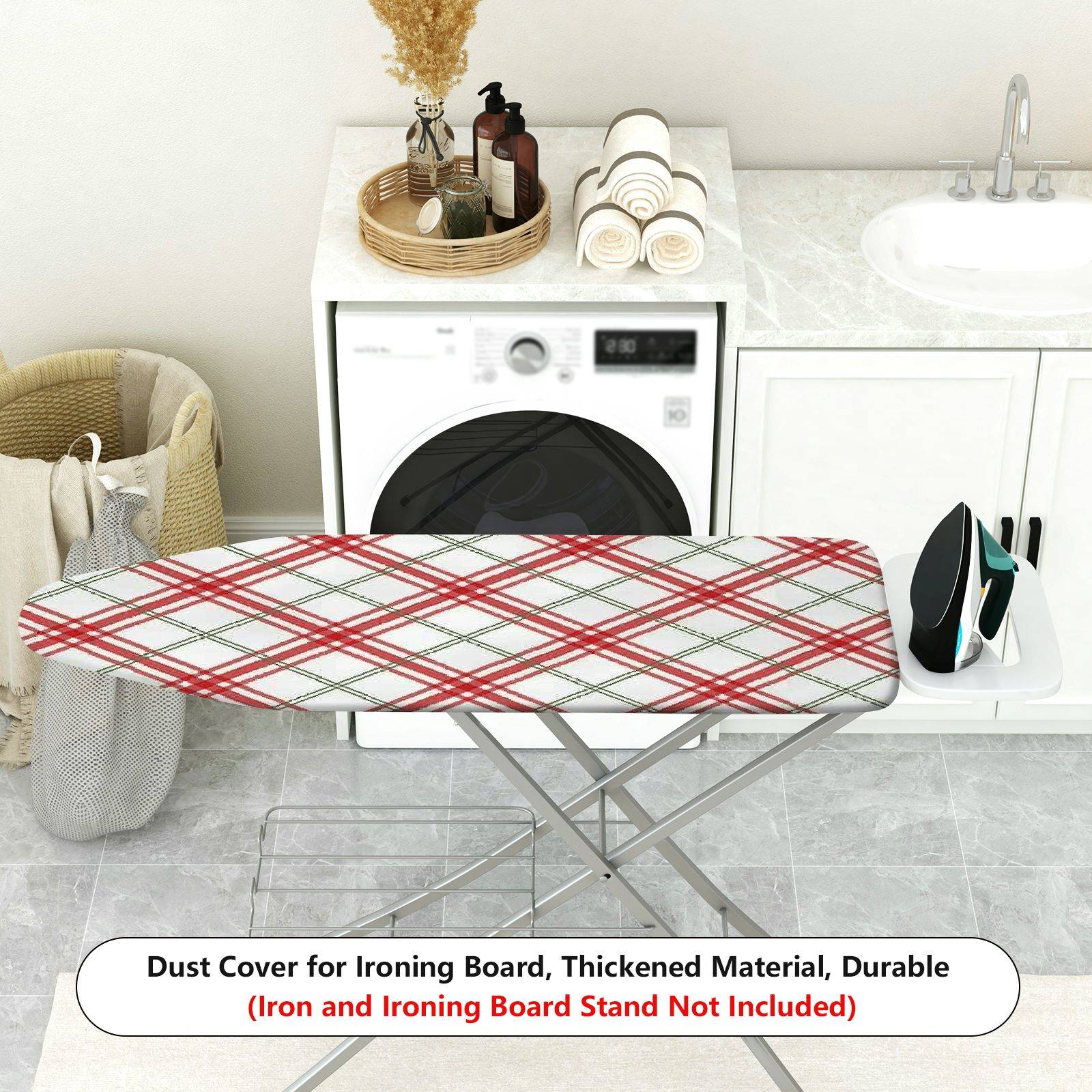 1-Piece Red Plaid Checkered Pattern Christmas  Ironing Board Cover, Universal Size, Without Board