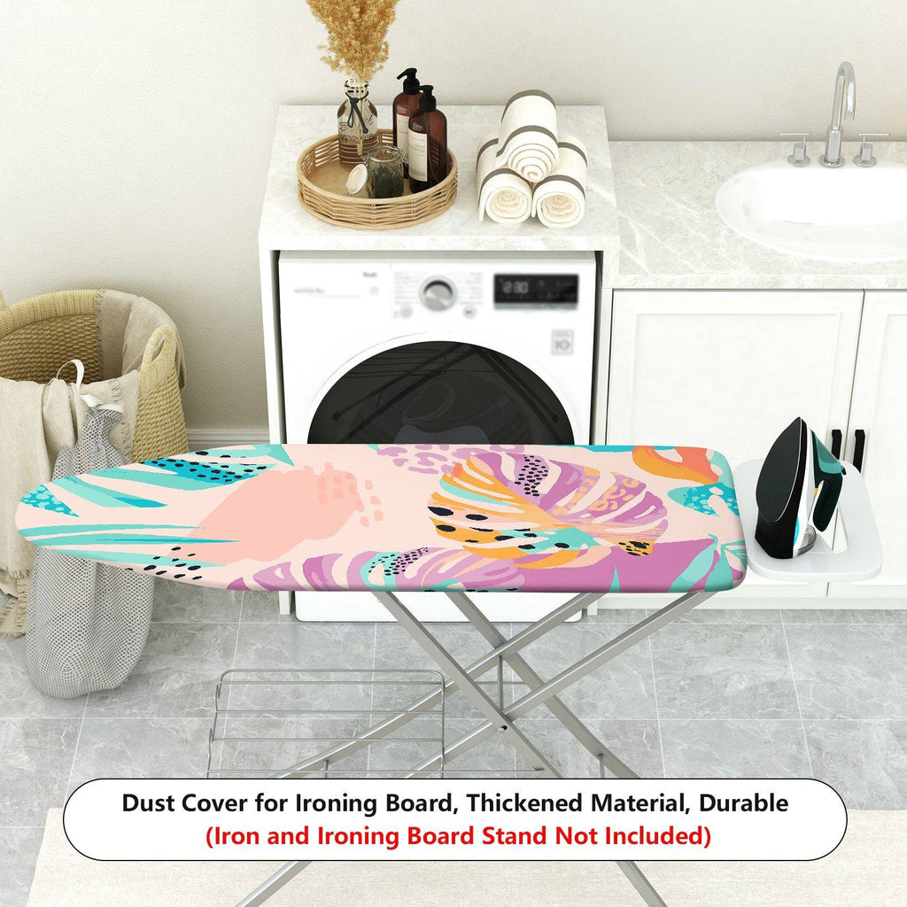 1-Piece Tropical Leaves Abstract Pastel  Ironing Board Cover, Universal Size, Without Board