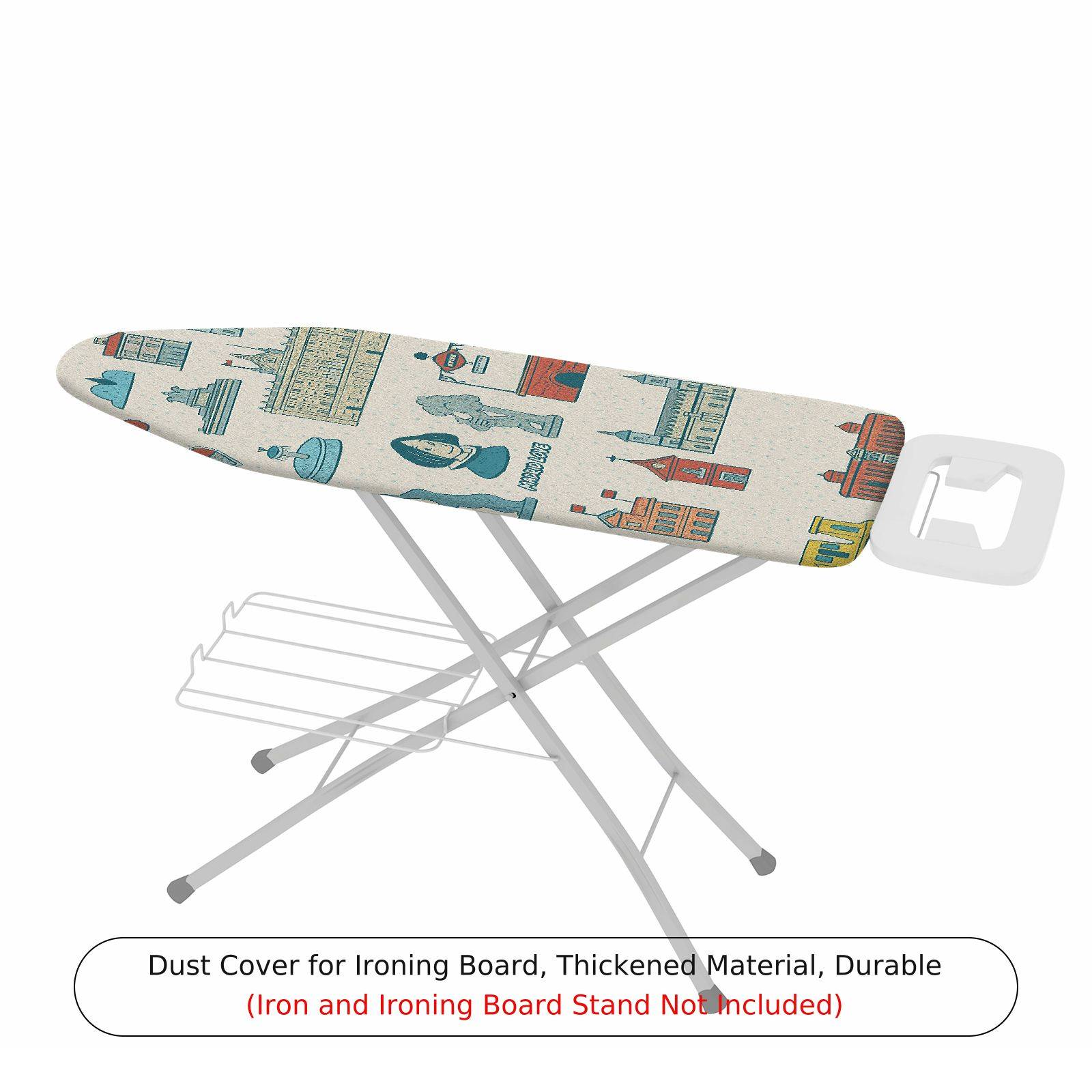 1-Piece Retro Vintage Architecture  Ironing Board Cover, Universal Size, Without Board
