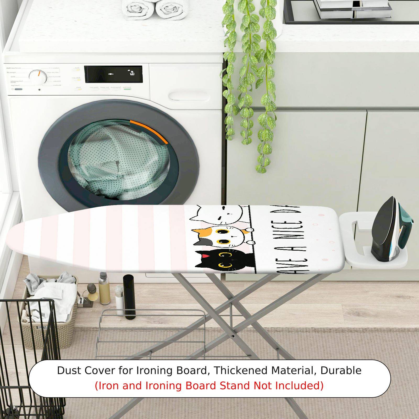 1-Piece Stripe  Cats  Ironing Board Cover, Universal Size, Without Board