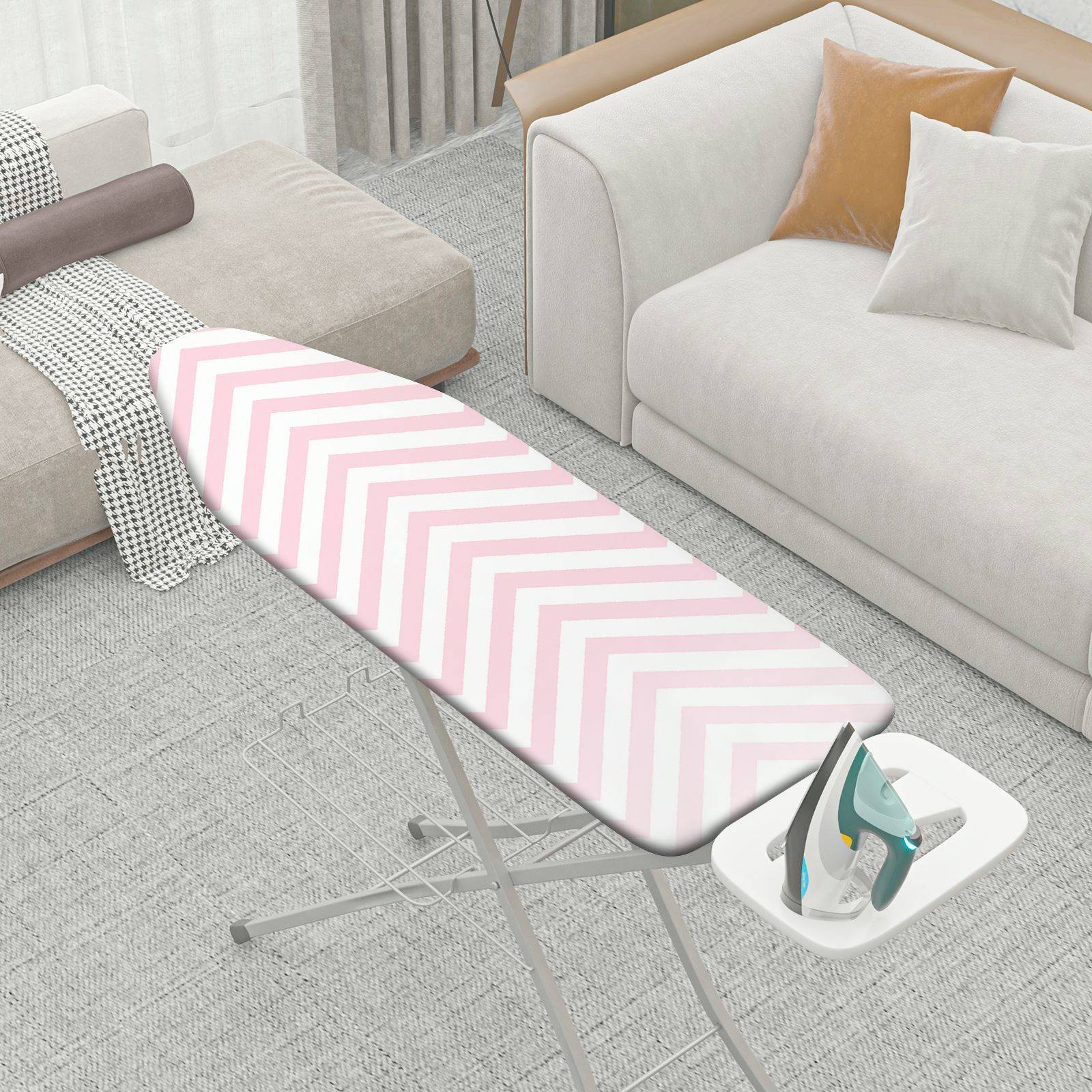 1-Piece Pink Chevron Pattern Striped Decorative  Ironing Board Cover, Universal Size, Without Board