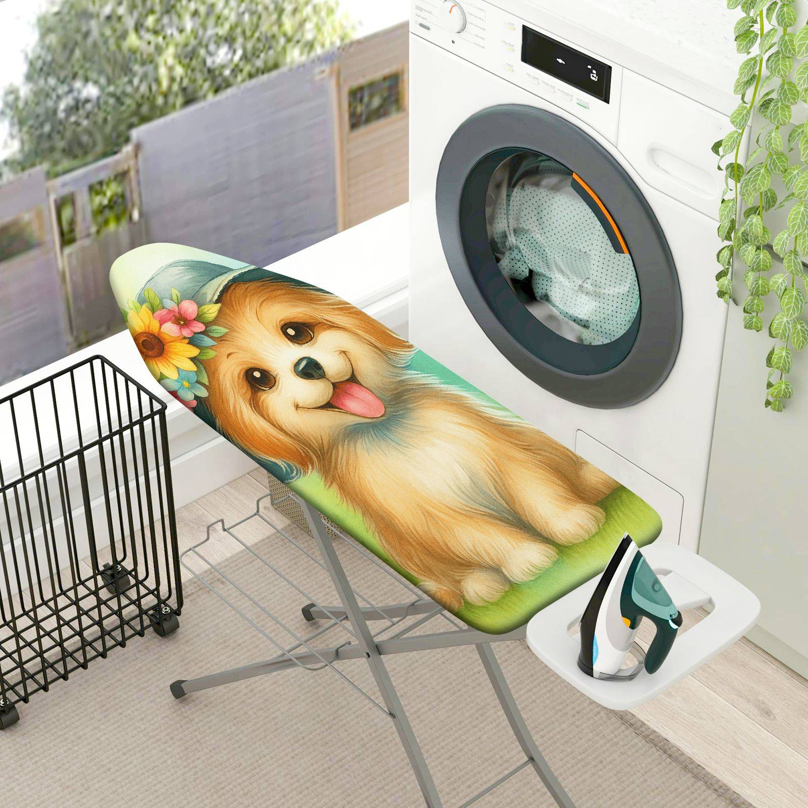 1-Piece Cute Dog Flower  Ironing Board Cover, Universal Size, Without Board