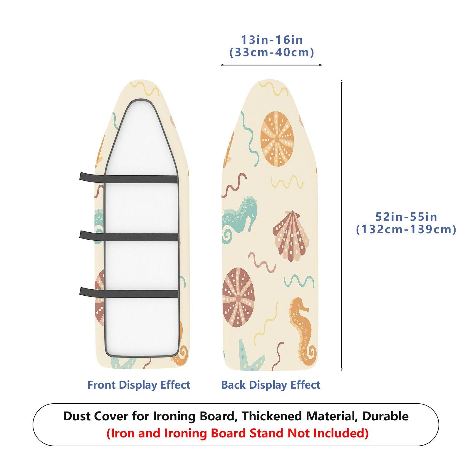 1-Piece Seahorse Shell Starfish  Ironing Board Cover, Universal Size, Without Board