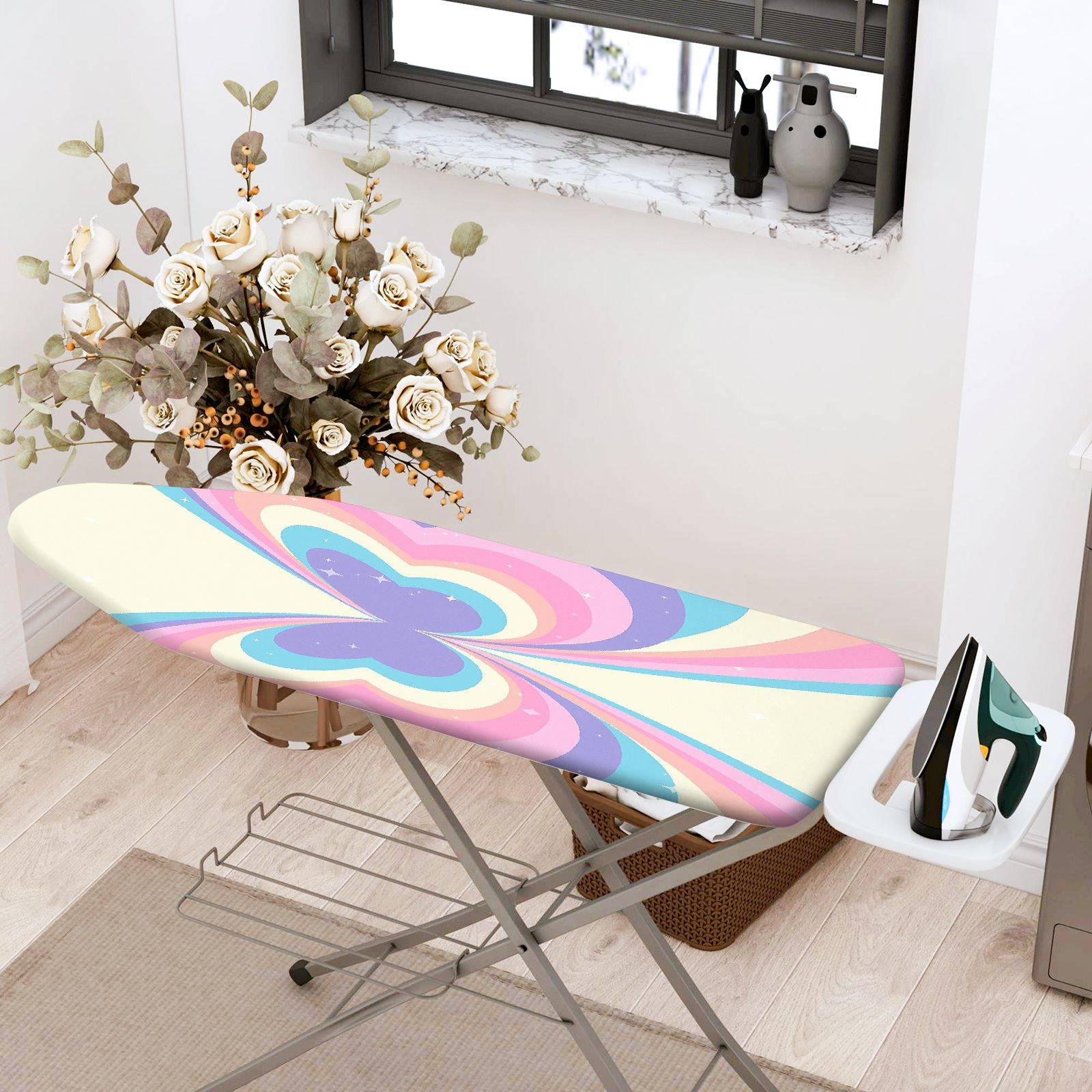 1-Piece Colorful Retro Butterfly  Ironing Board Cover, Universal Size, Without Board