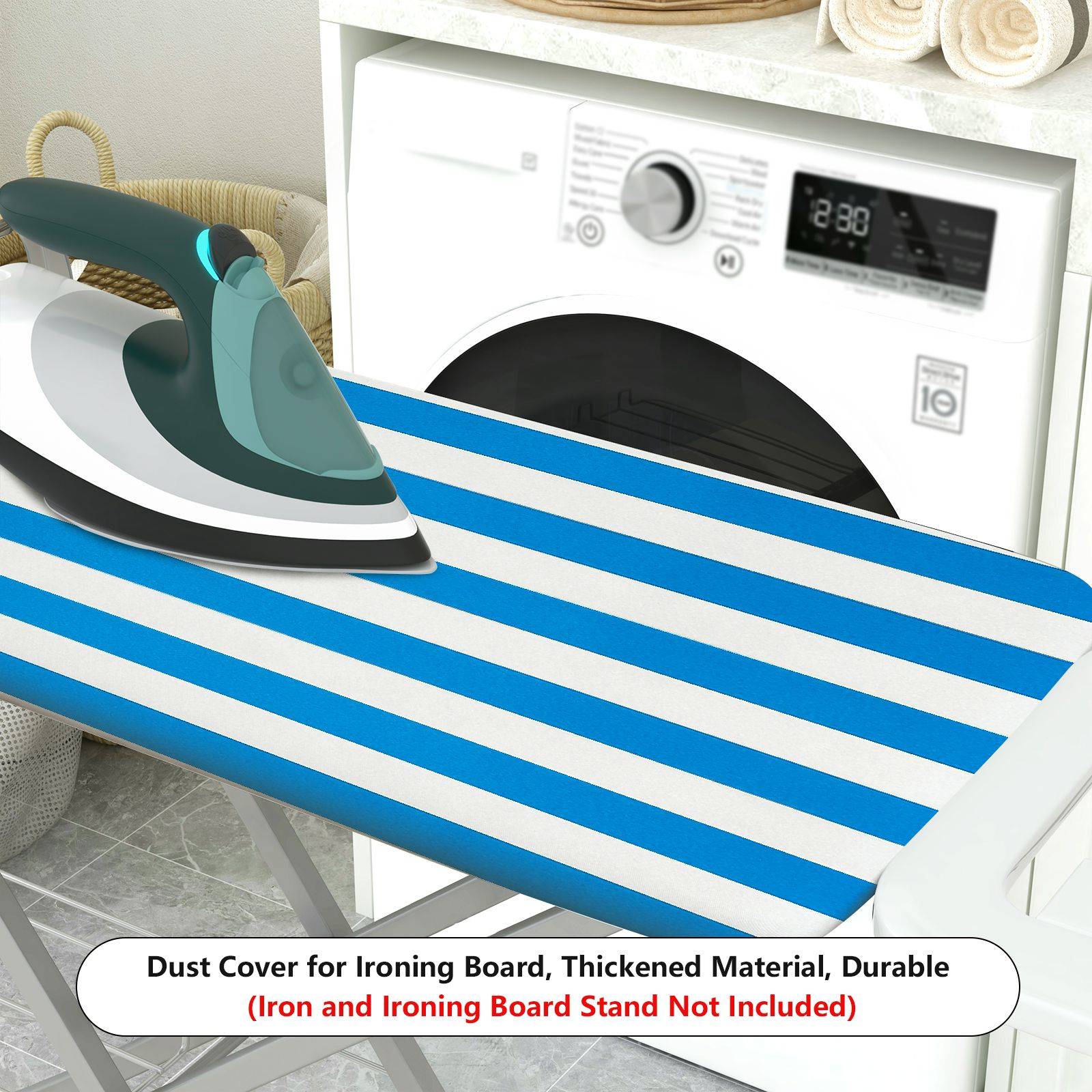 1-Piece Striped Blue Pattern Trendy Modern  Ironing Board Cover, Universal Size, Without Board