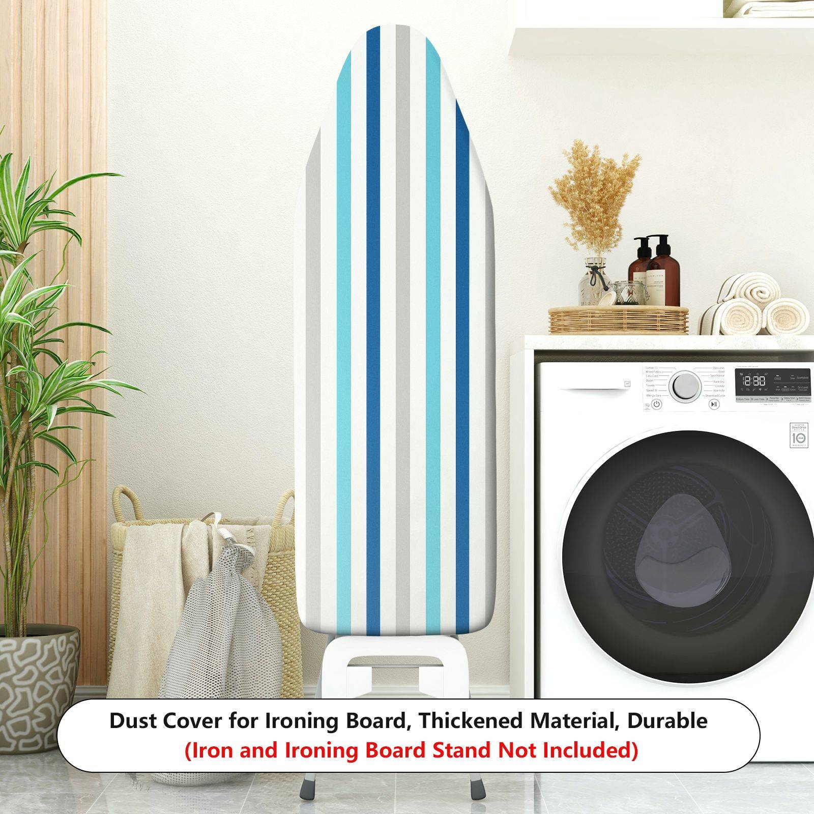 1-Piece Striped Pattern Blue Gray Modern  Ironing Board Cover, Universal Size, Without Board