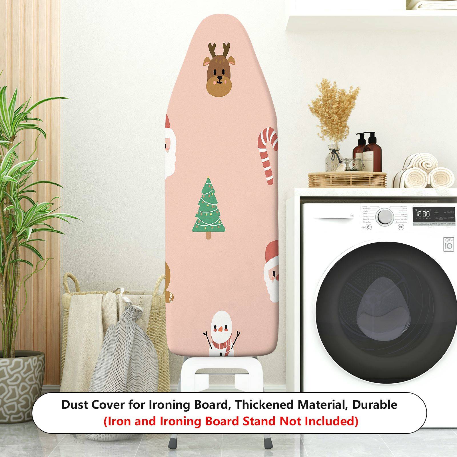 1-Piece Christmas Santa Snowman Candy Cane  Ironing Board Cover, Universal Size, Without Board