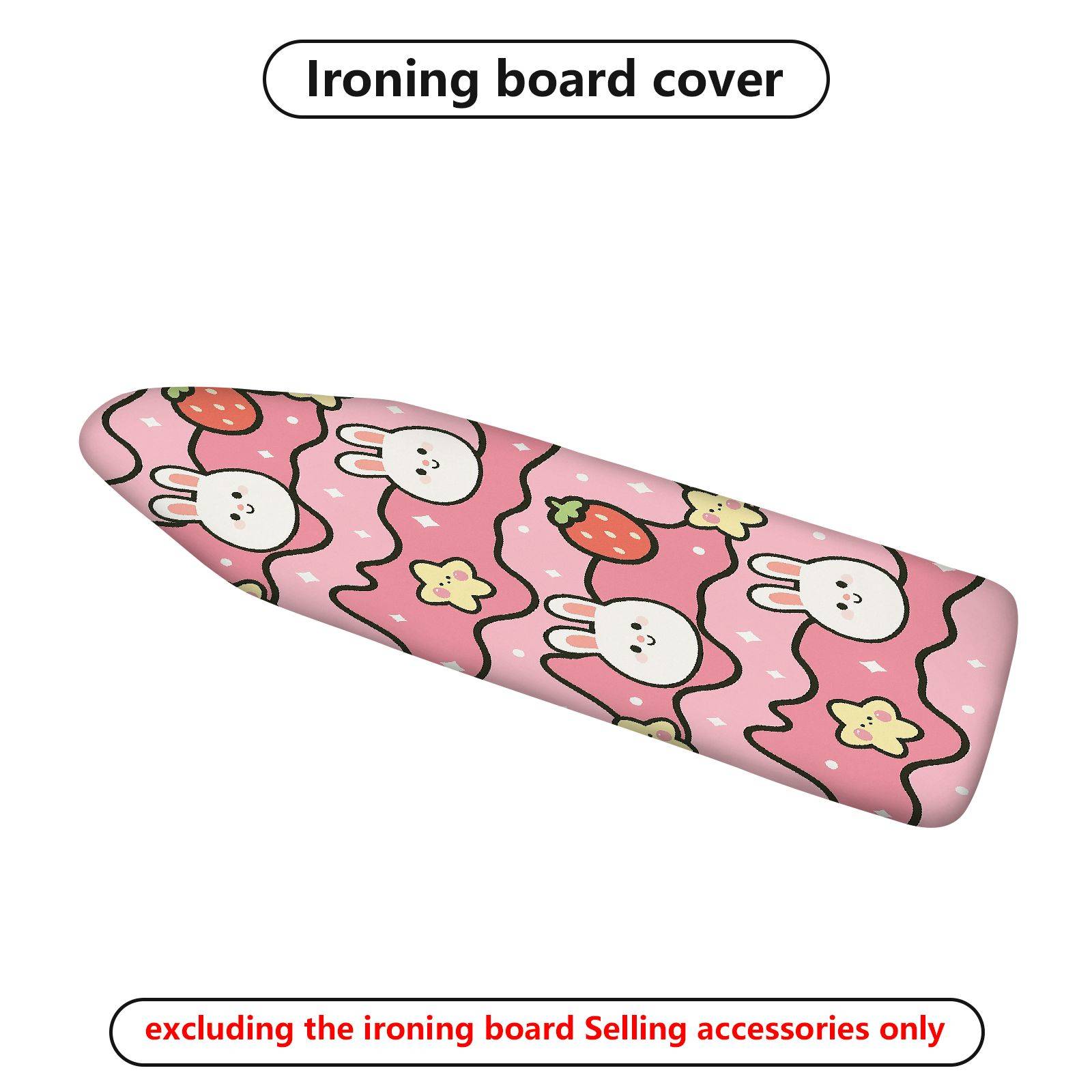 1-Piece Rabbit Strawberry Floral  Ironing Board Cover, Universal Size, Without Board
