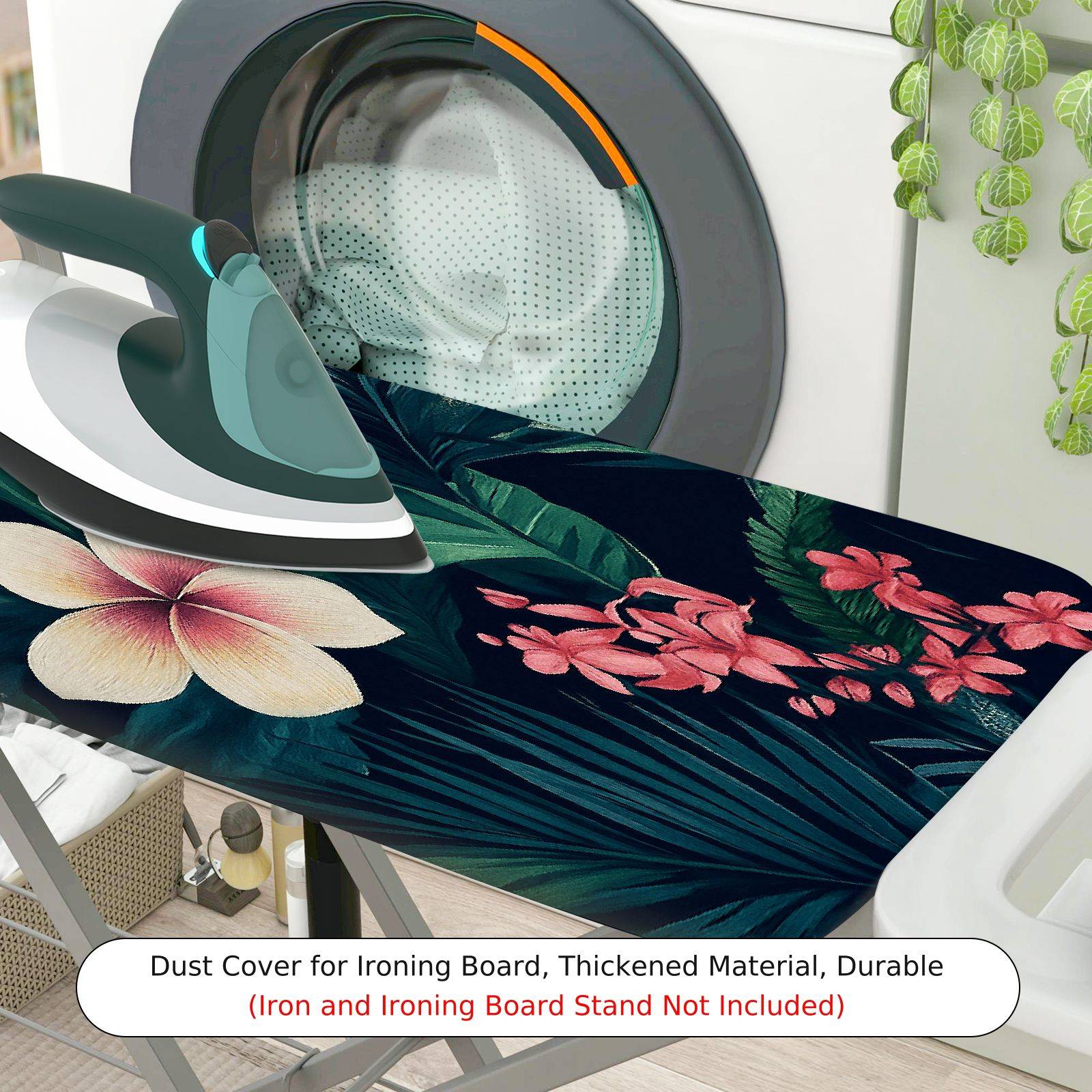 1-Piece Tropical Floral Leaf  Ironing Board Cover, Universal Size, Without Board