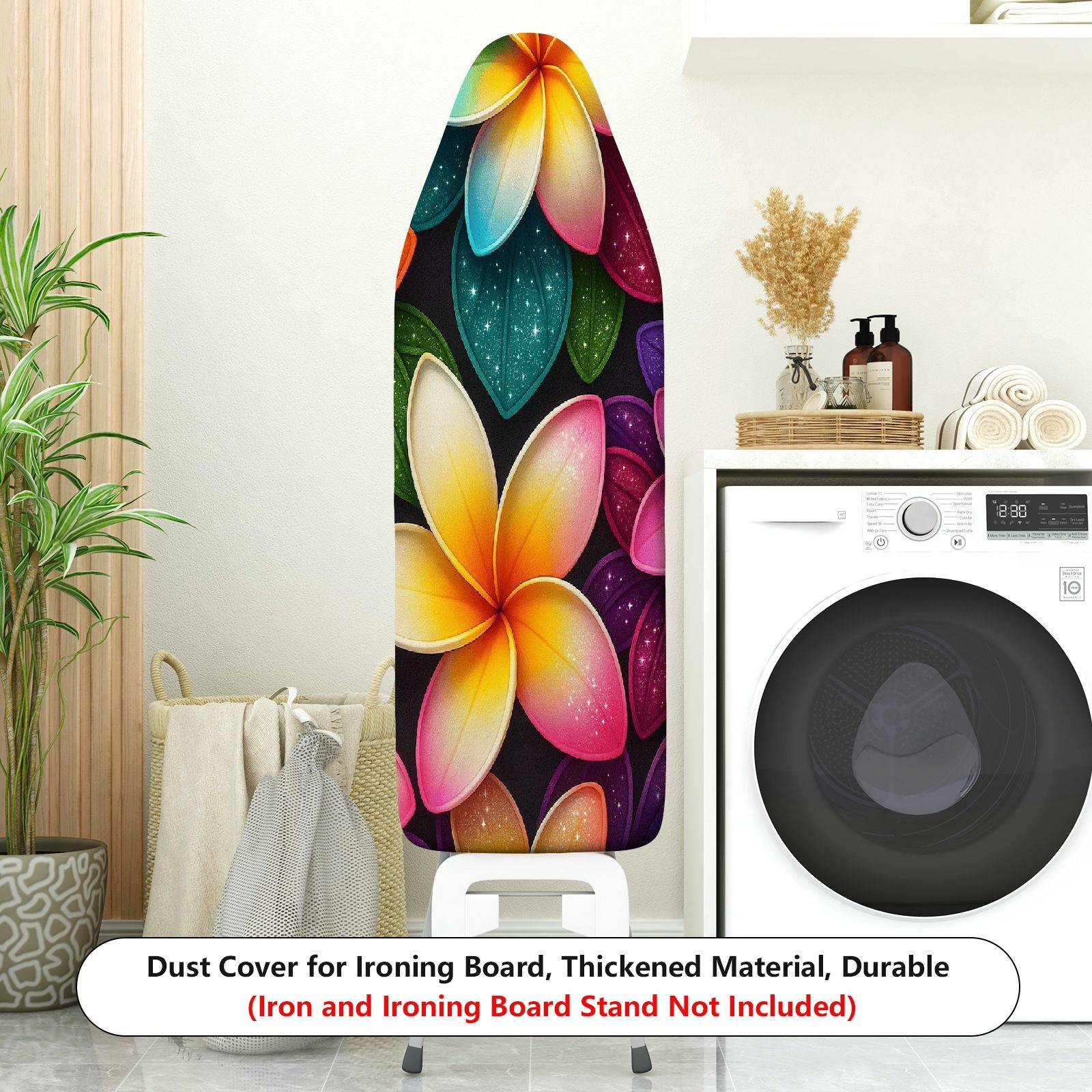 1-Piece Vibrant Floral Colorful Tropical  Ironing Board Cover, Universal Size, Without Board