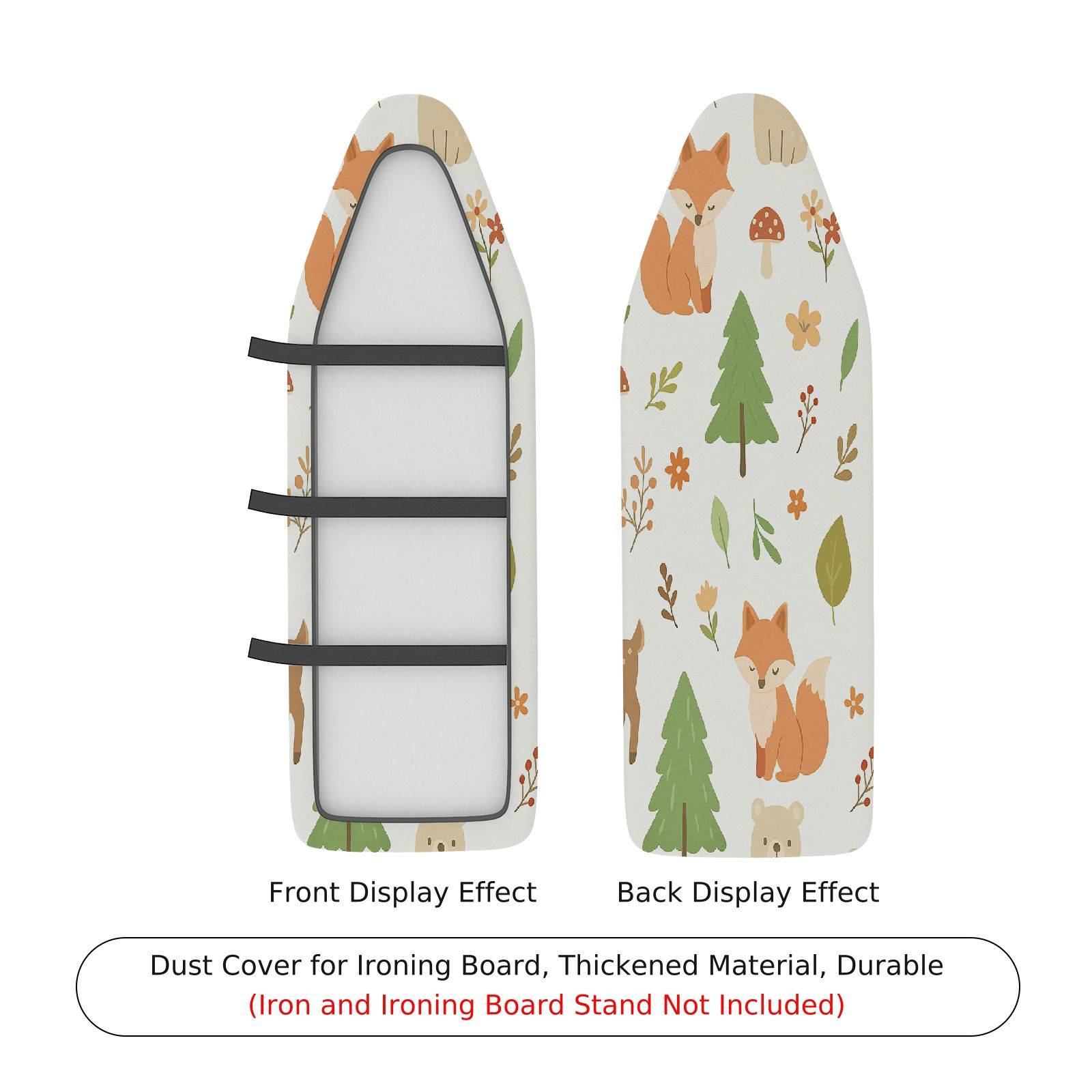 1-Piece Forest Animals Fox Deer  Ironing Board Cover, Universal Size, Without Board
