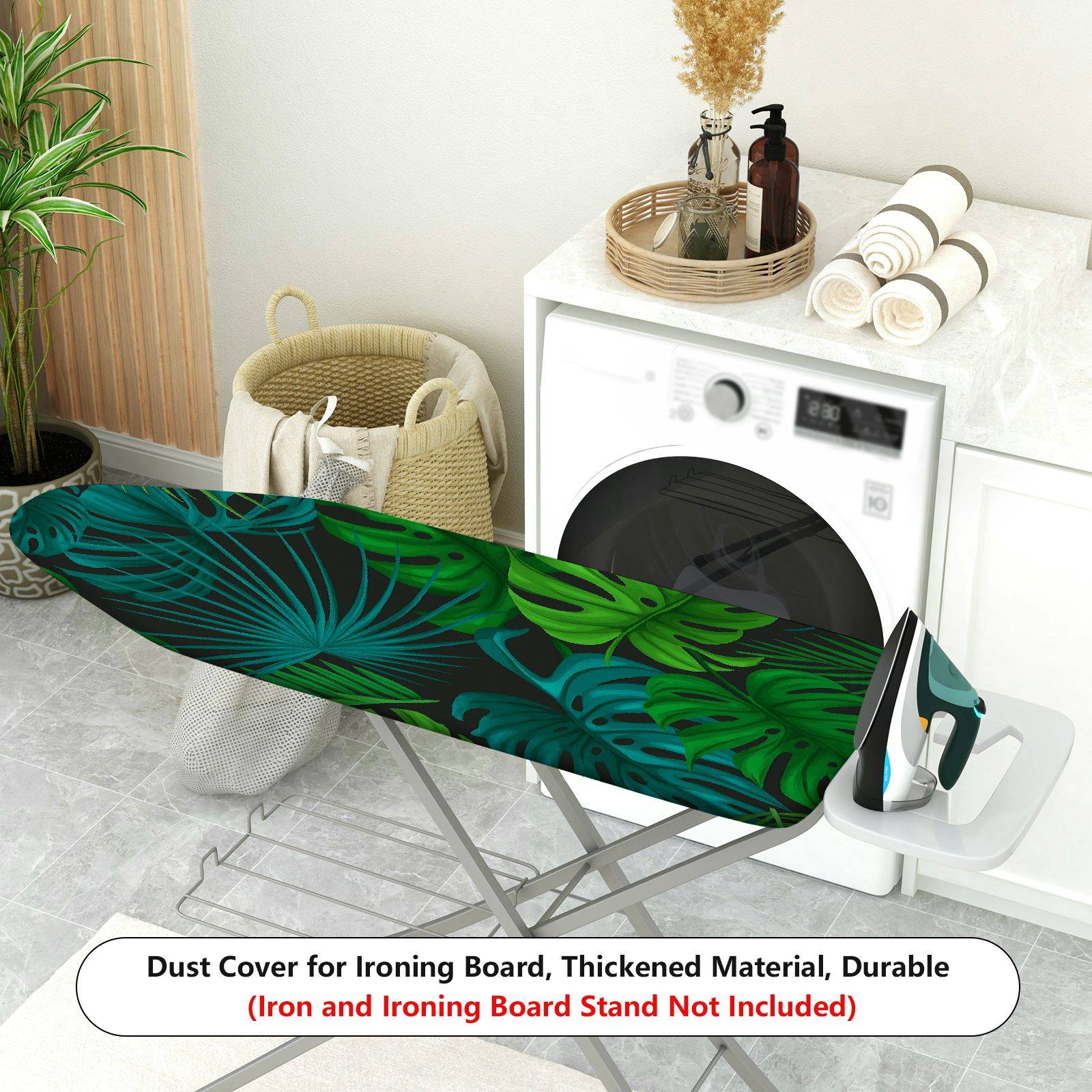 1-Piece Tropical Leaf Green Nature  Ironing Board Cover, Universal Size, Without Board
