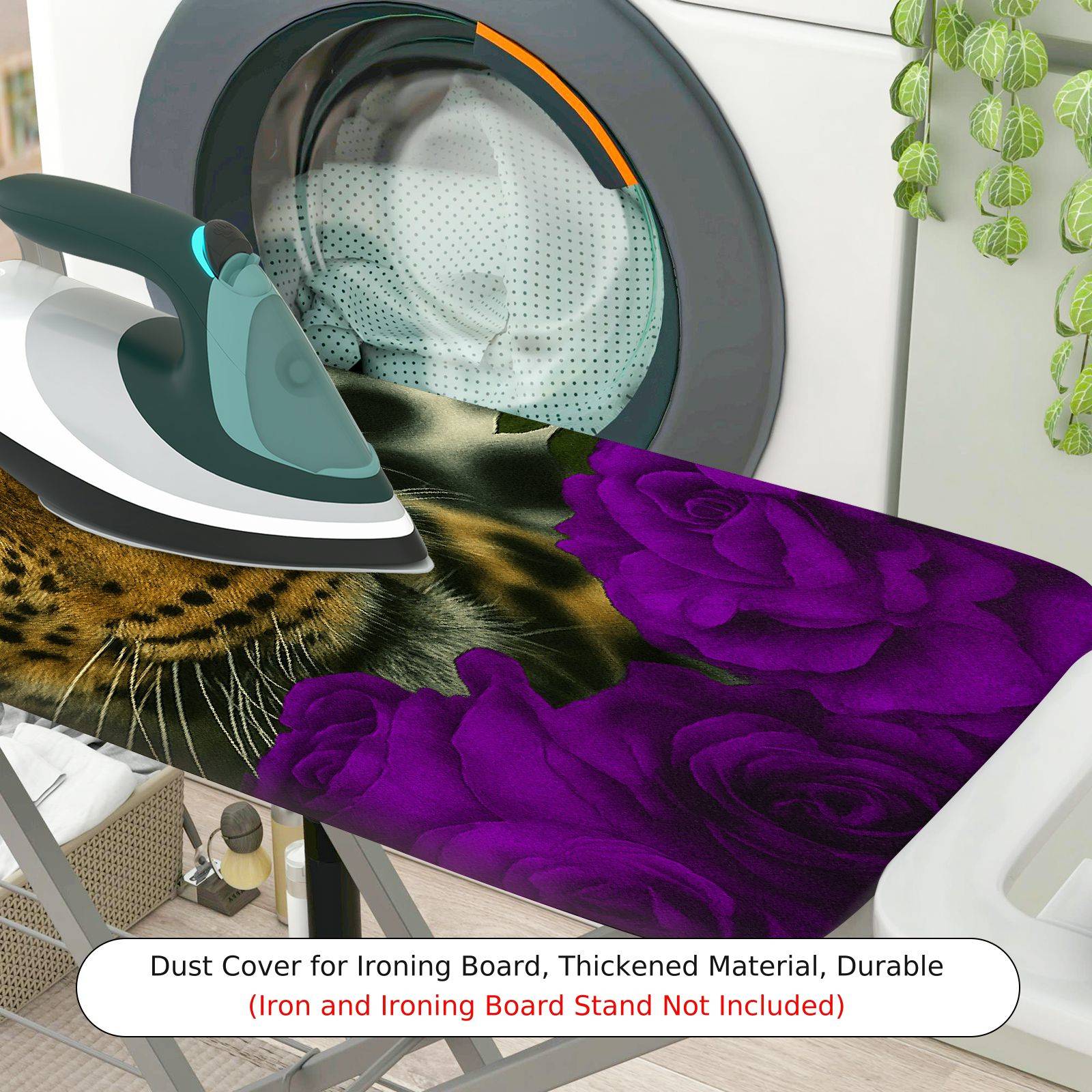 1-Piece Leopard Floral Animal  Ironing Board Cover, Universal Size, Without Board