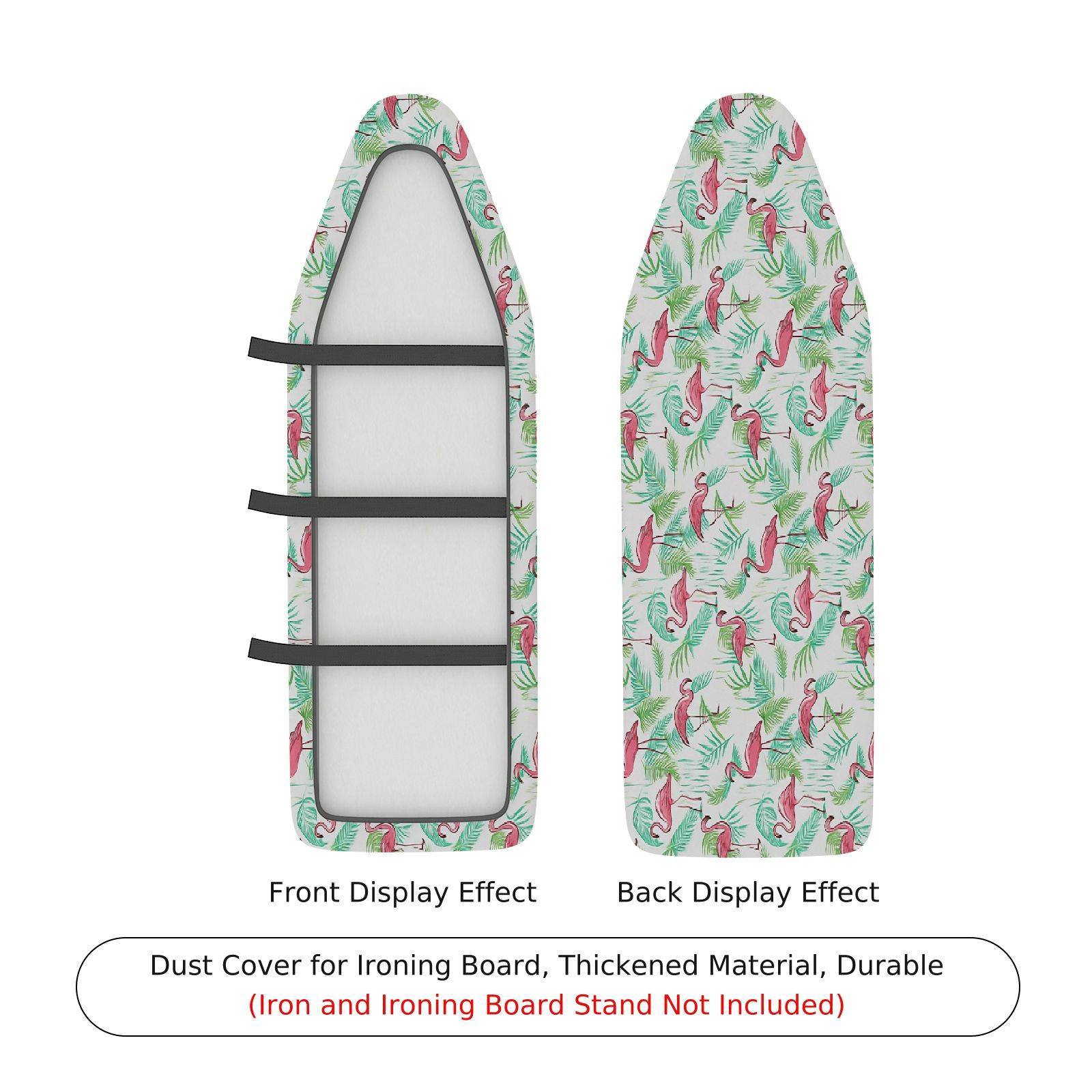 1-Piece Flamingo Green Tropical  Ironing Board Cover, Universal Size, Without Board