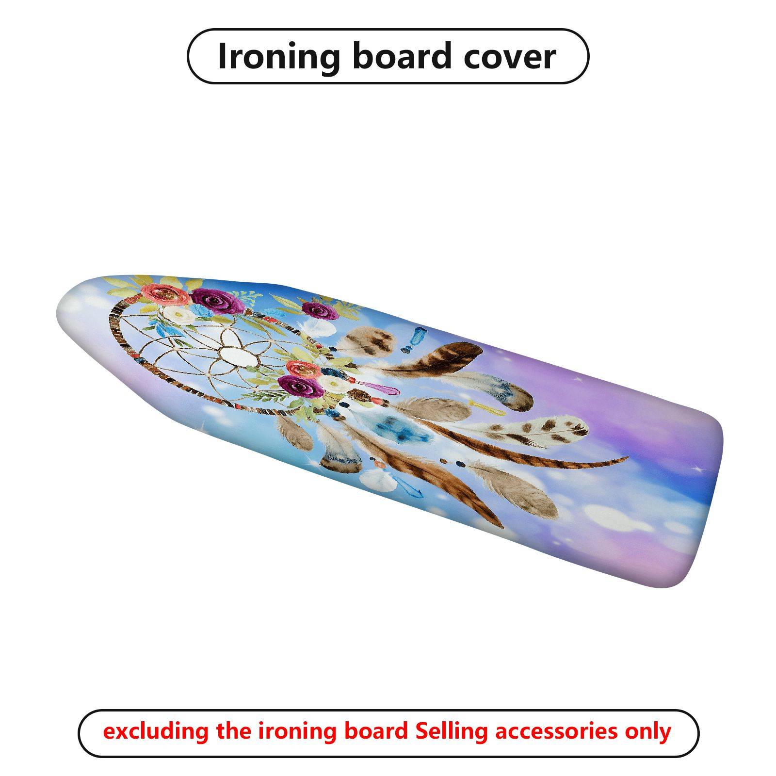 1-Piece Dreamcatcher Floral Feather  Ironing Board Cover, Universal Size, Without Board