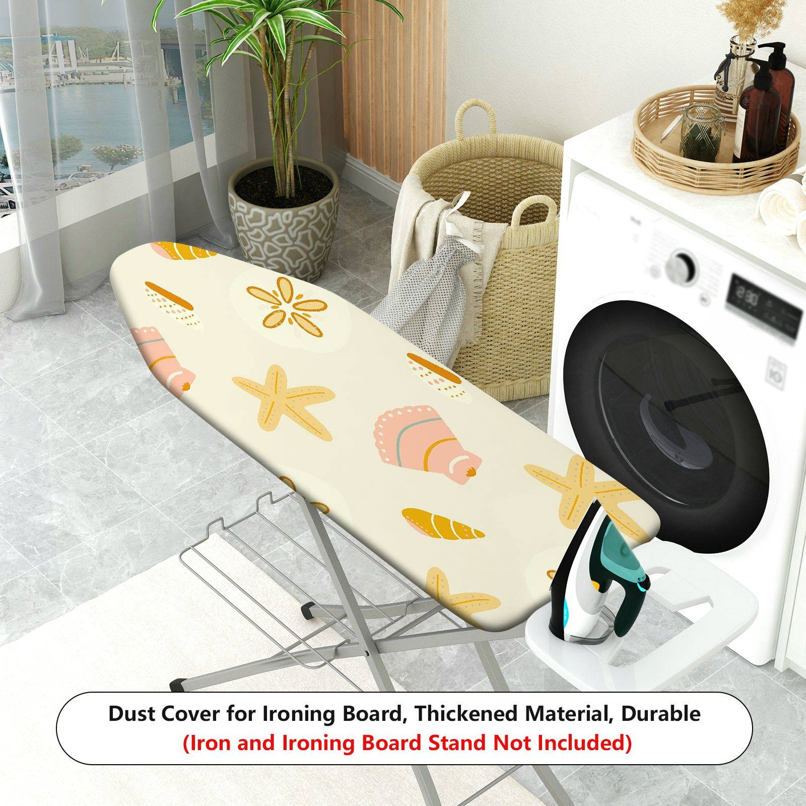 1-Piece Sea Shell Starfish Sand Dollar  Ironing Board Cover, Universal Size, Without Board