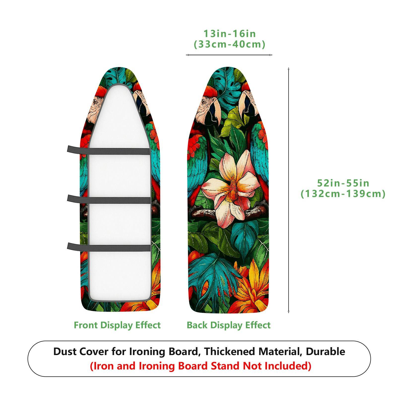 1-Piece Tropical Parrot Flower  Ironing Board Cover, Universal Size, Without Board