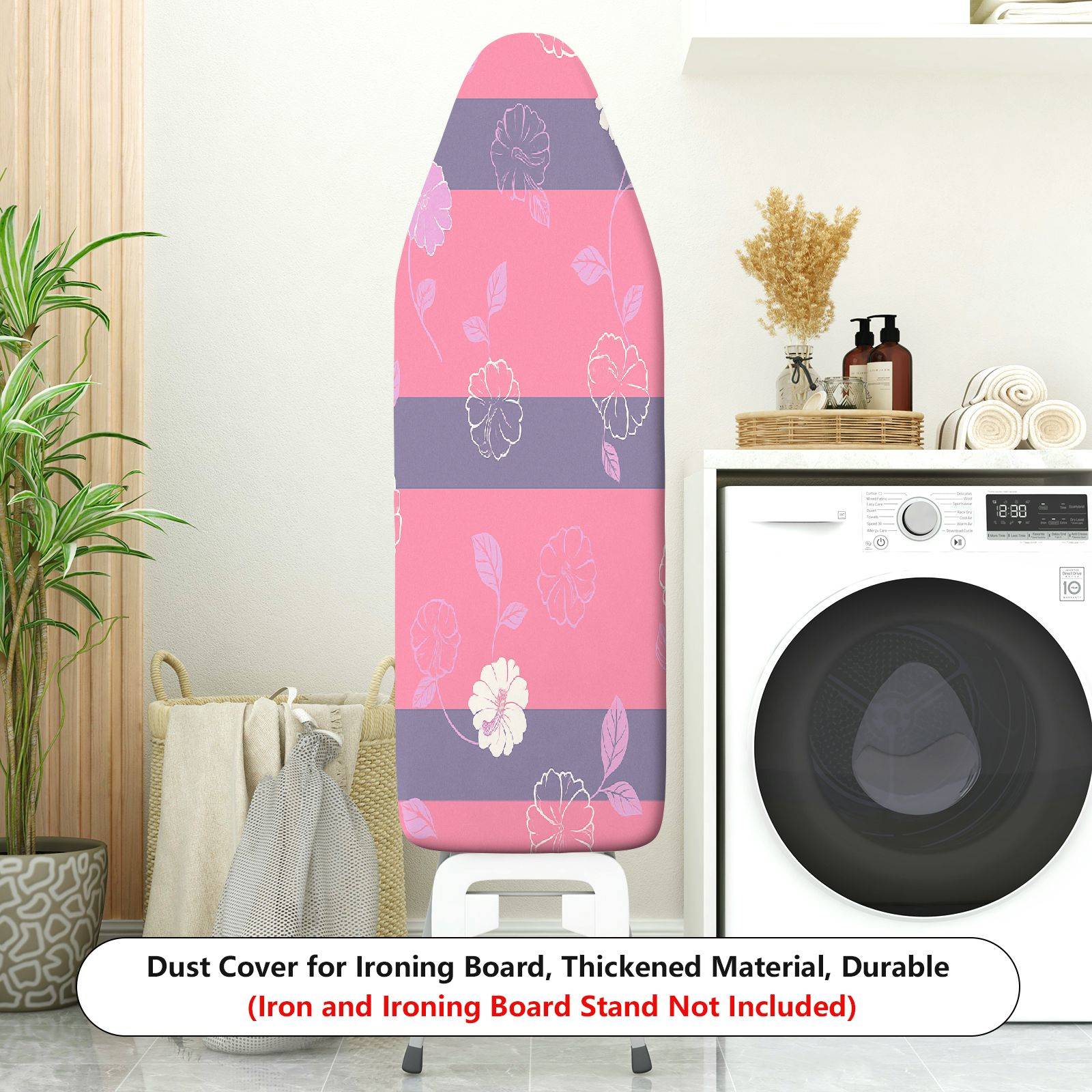 1-Piece Floral Striped Pink  Ironing Board Cover, Universal Size, Without Board