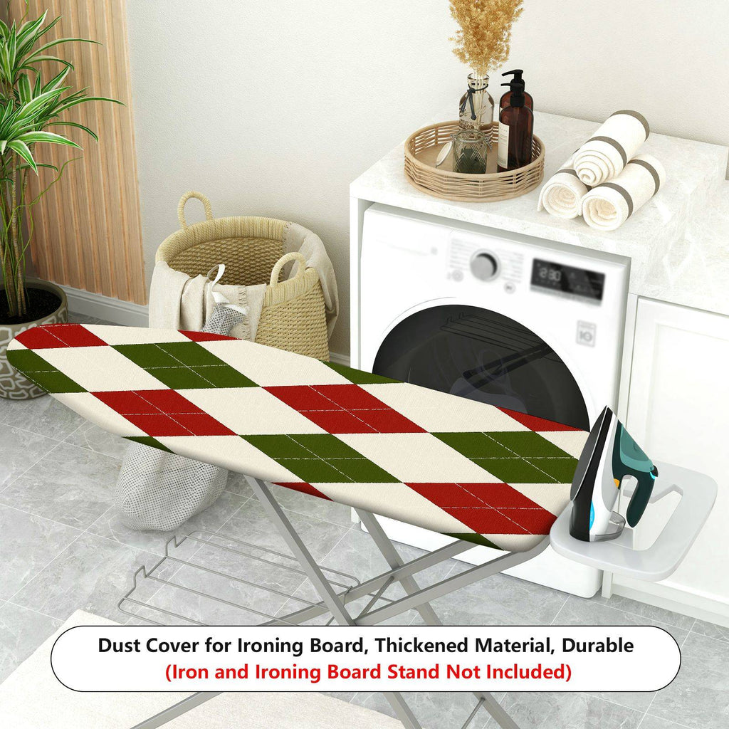 1-Piece Red Green Diamond Pattern Festive Christmas Theme  Ironing Board Cover, Universal Size, Without Board