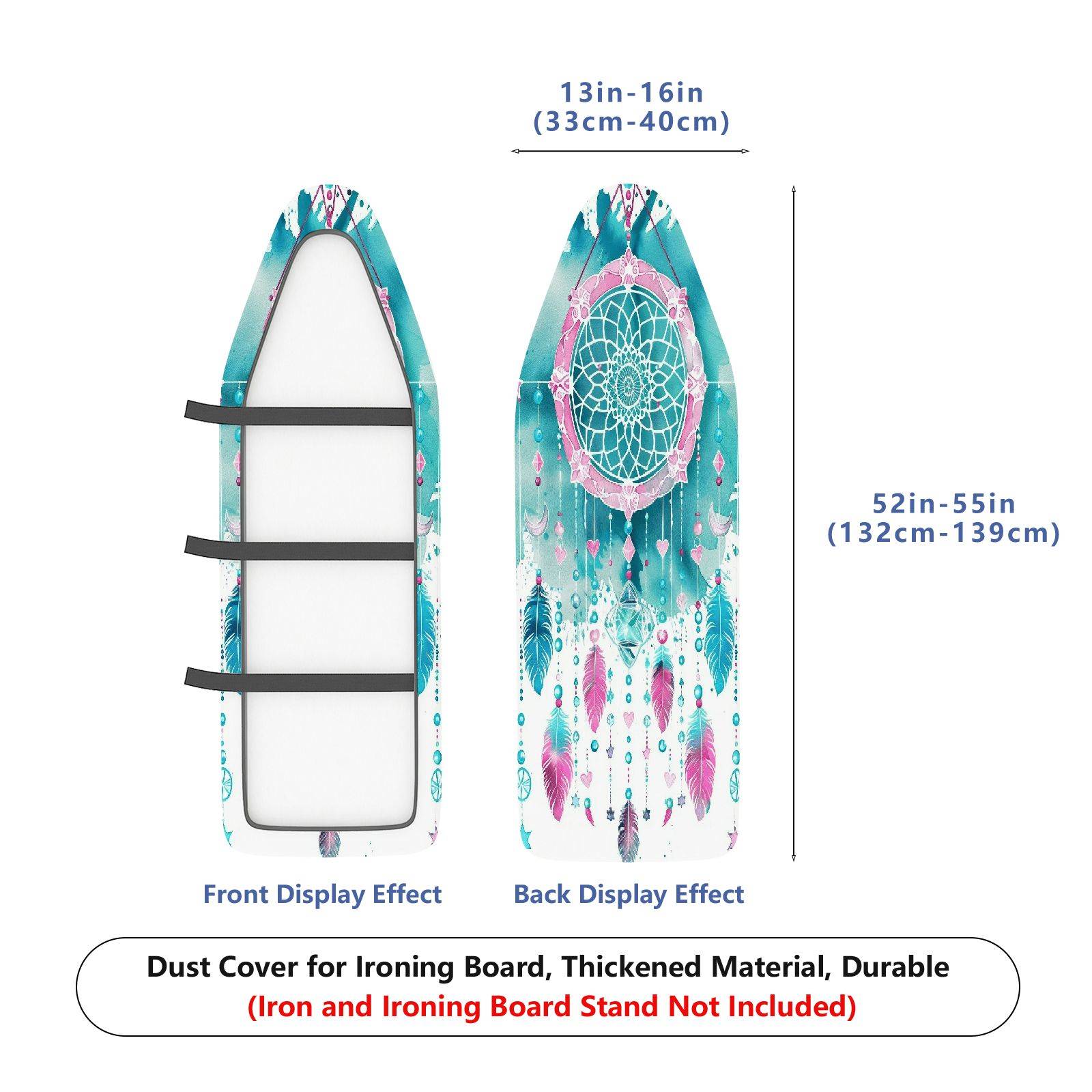 1-Piece Dreamcatcher Feather Pink  Ironing Board Cover, Universal Size, Without Board