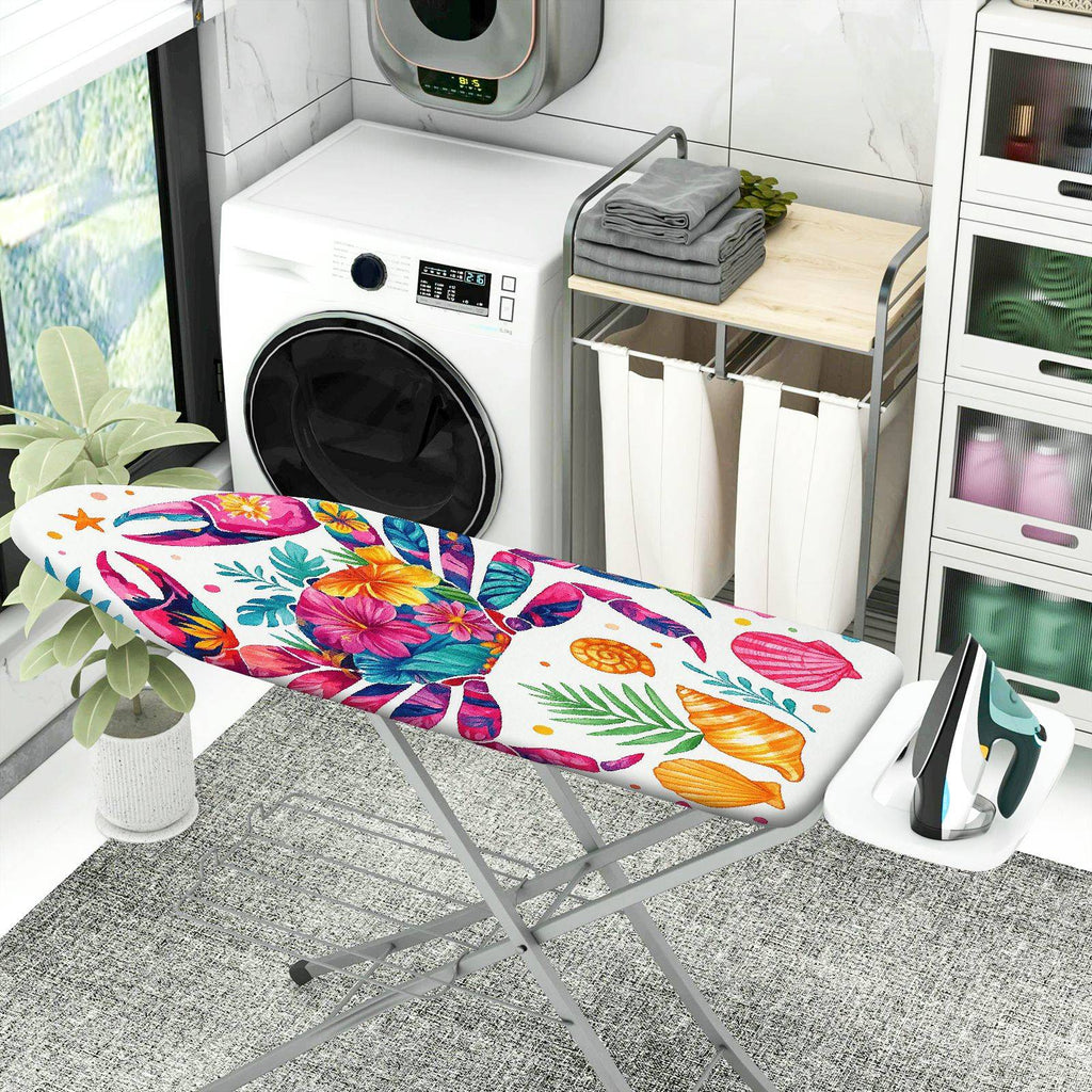 1-Piece Tropical Floral Crab  Ironing Board Cover, Universal Size, Without Board