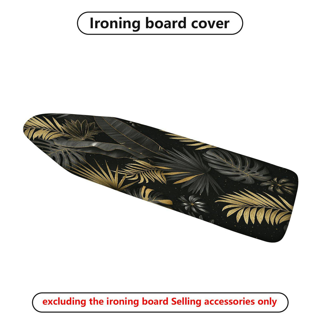 1-Piece Tropical Leaves Black Gold  Ironing Board Cover, Universal Size, Without Board