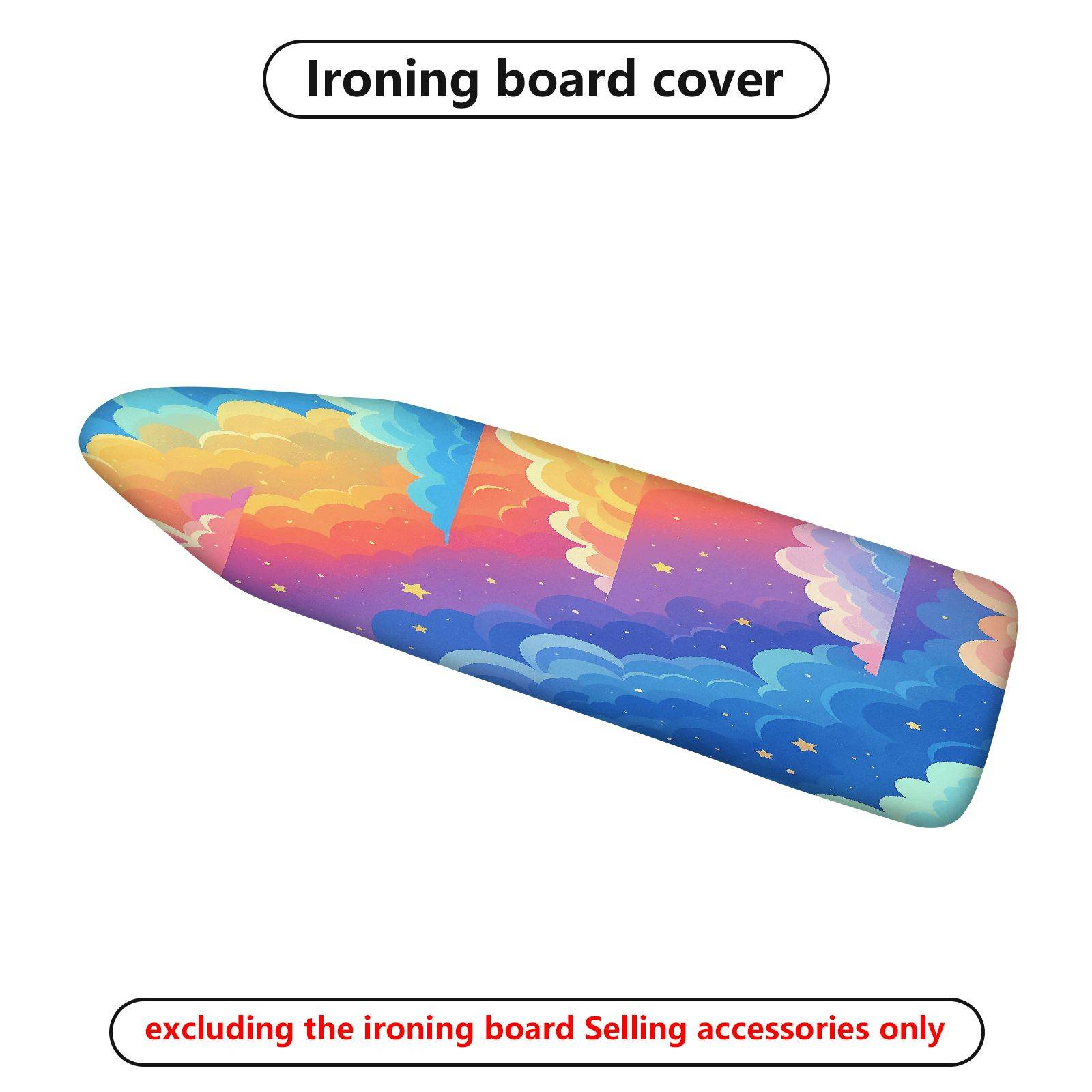 1-Piece Rainbow Cloud Star  Ironing Board Cover, Universal Size, Without Board