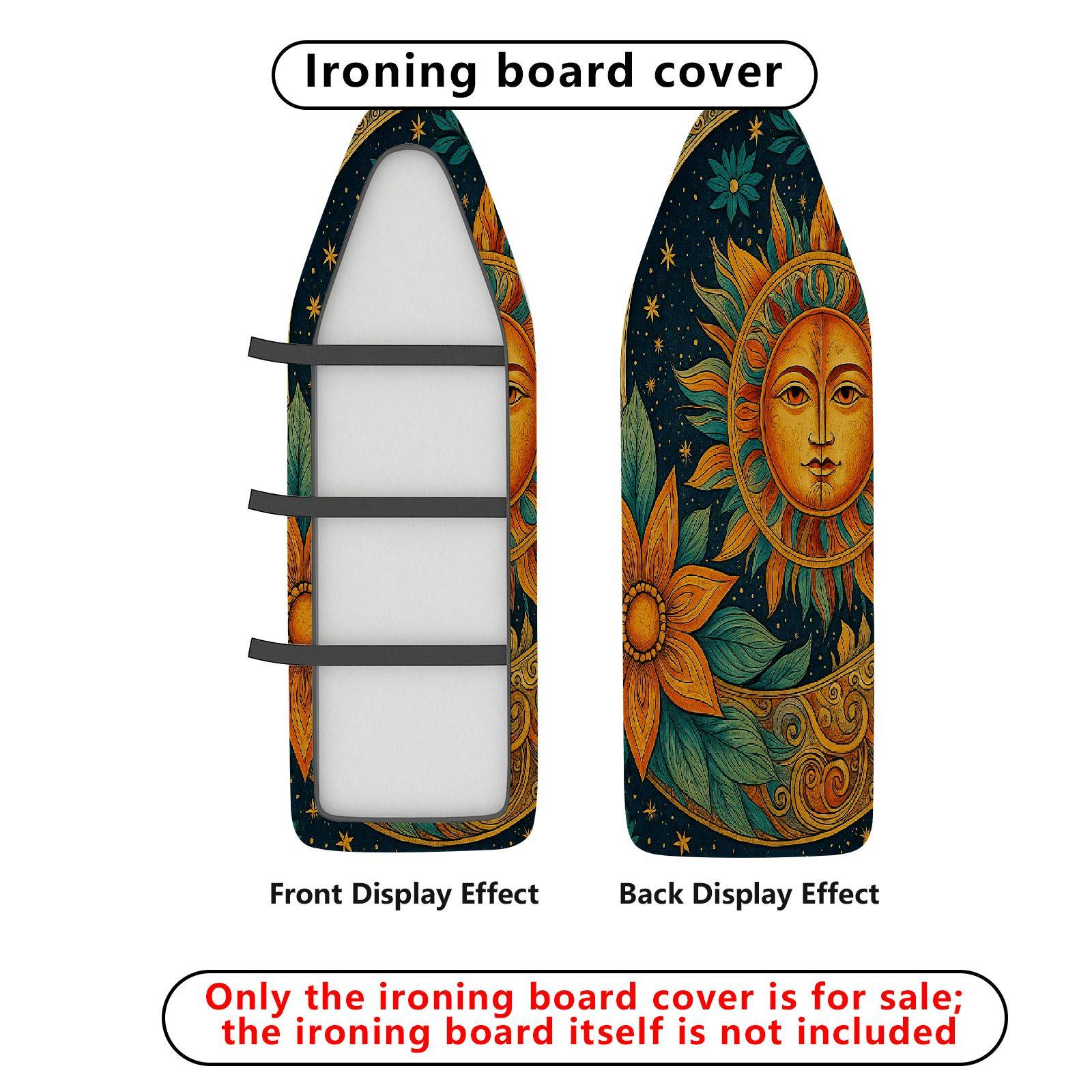 1-Piece Floral Sun Moon Star  Ironing Board Cover, Universal Size, Without Board