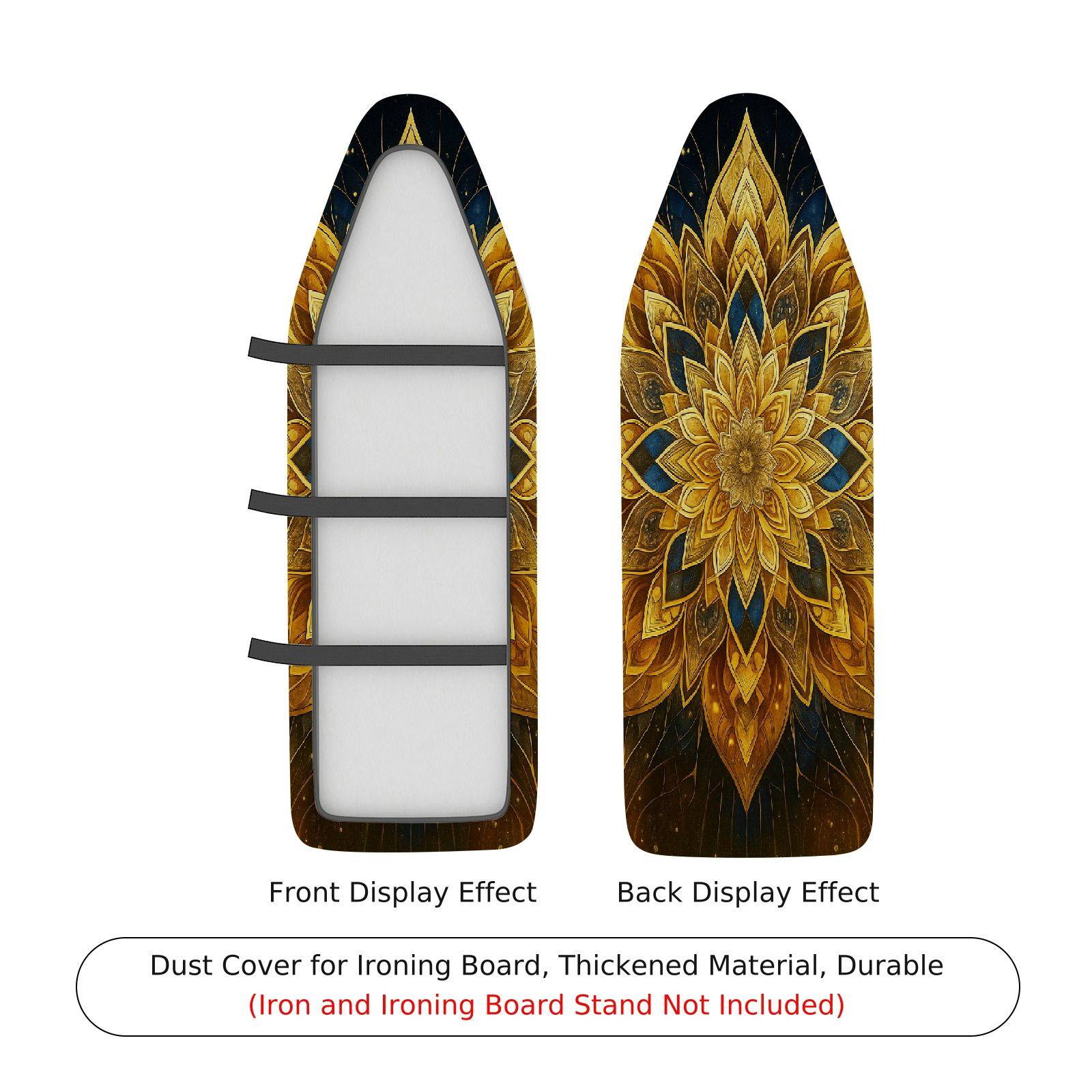 1-Piece Floral Golden Starburst Mandala  Ironing Board Cover, Universal Size, Without Board